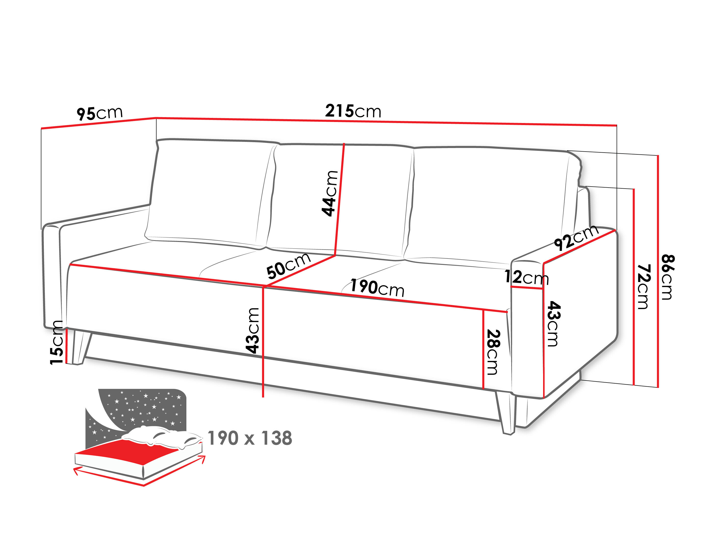 Schlafsofa Delbene 129 (Verita 53 + San-Remo-Eiche dunkel)