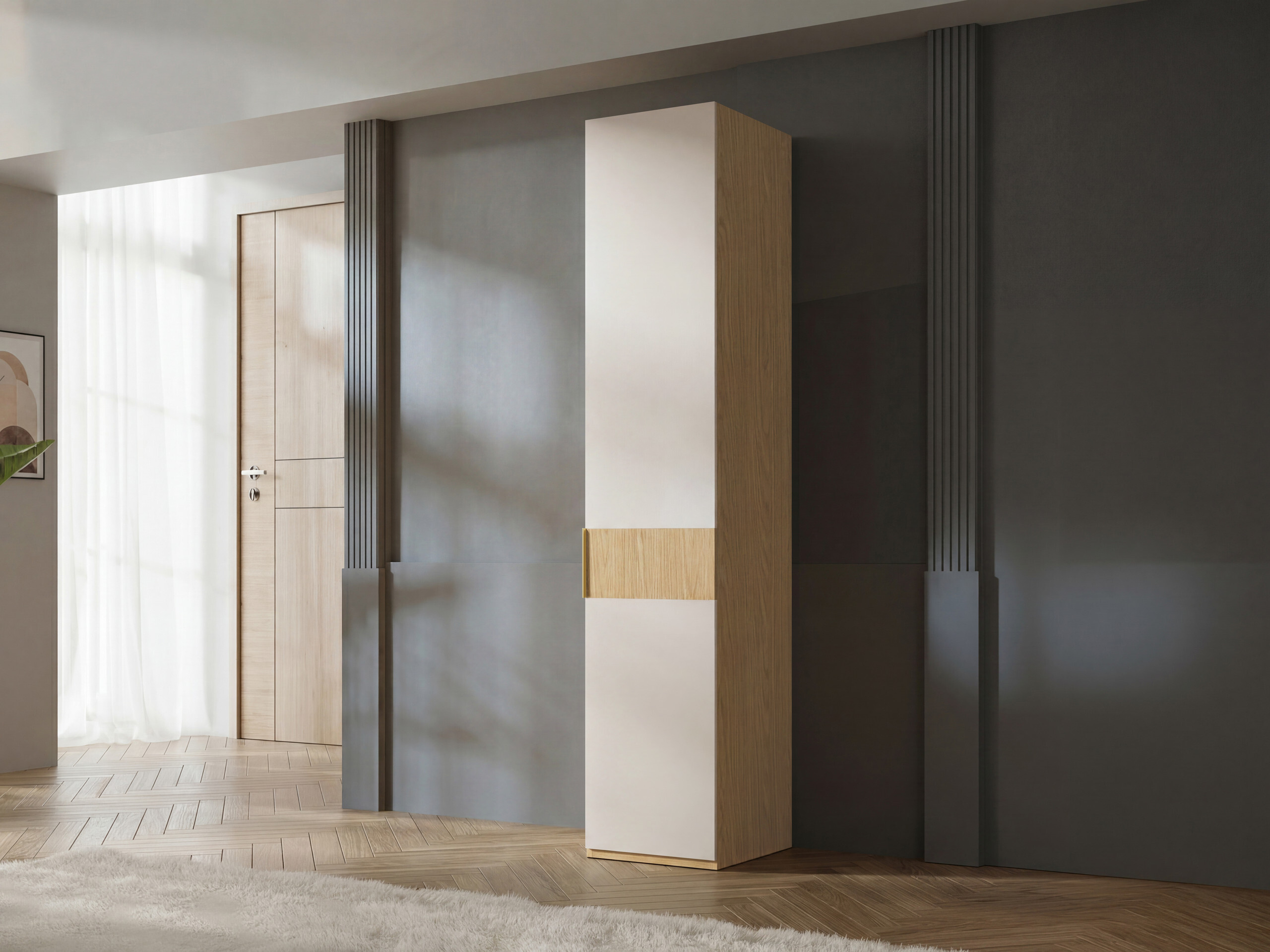 Kleiderschrank Toledo 141 (Eichenholzoptik + Beige)