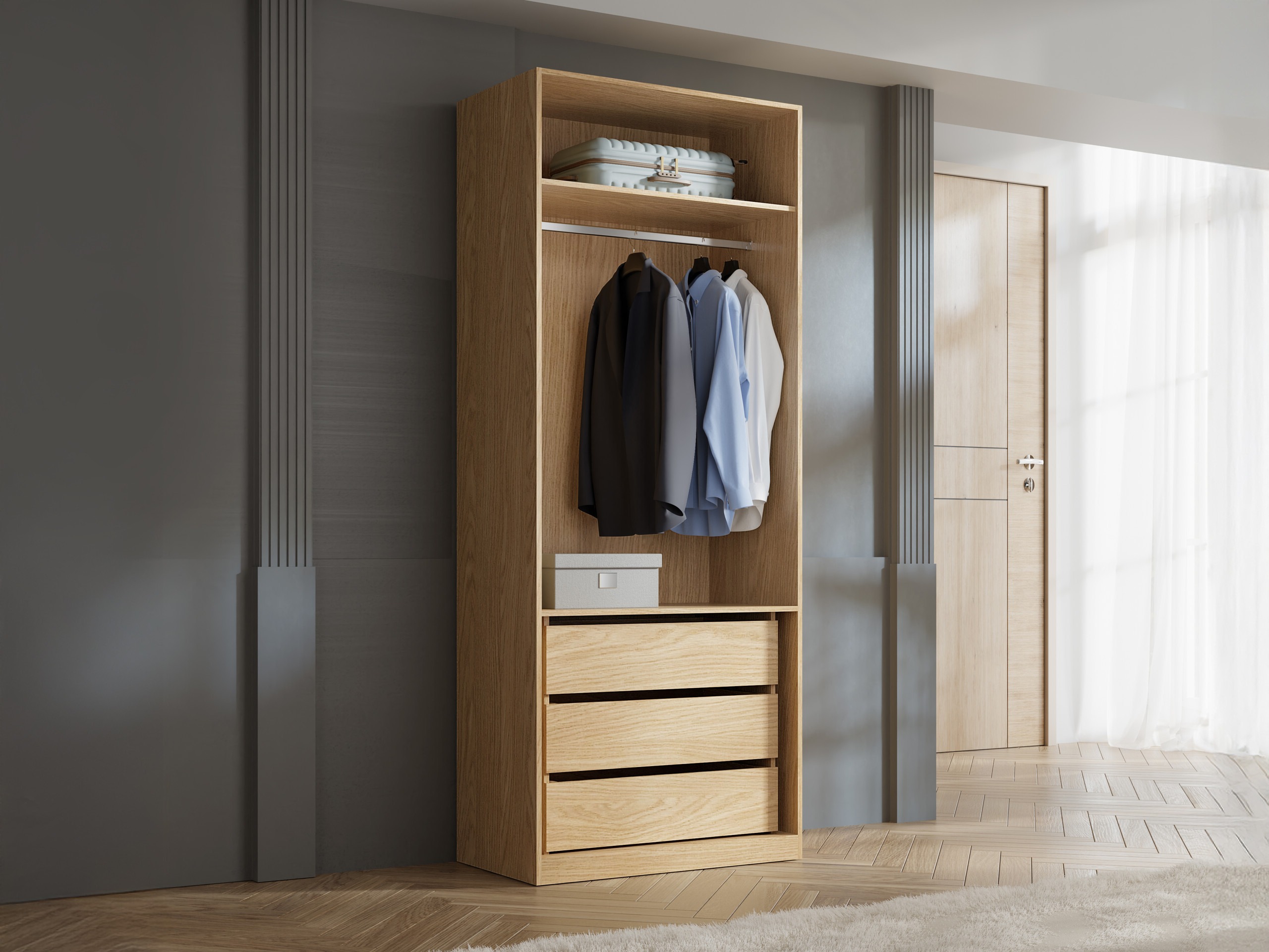 Kleiderschrank Toledo 145 (Eichenholzoptik + Beige)