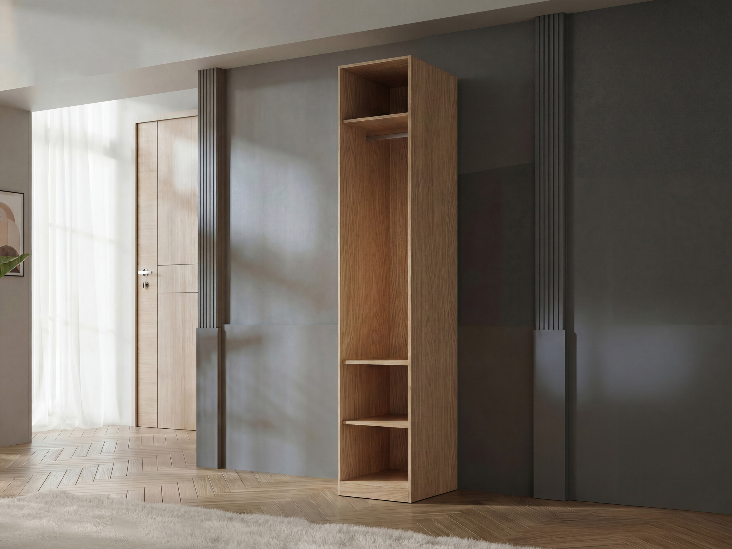 Kleiderschrank Toledo 141 (Eichenholzoptik + Beige)