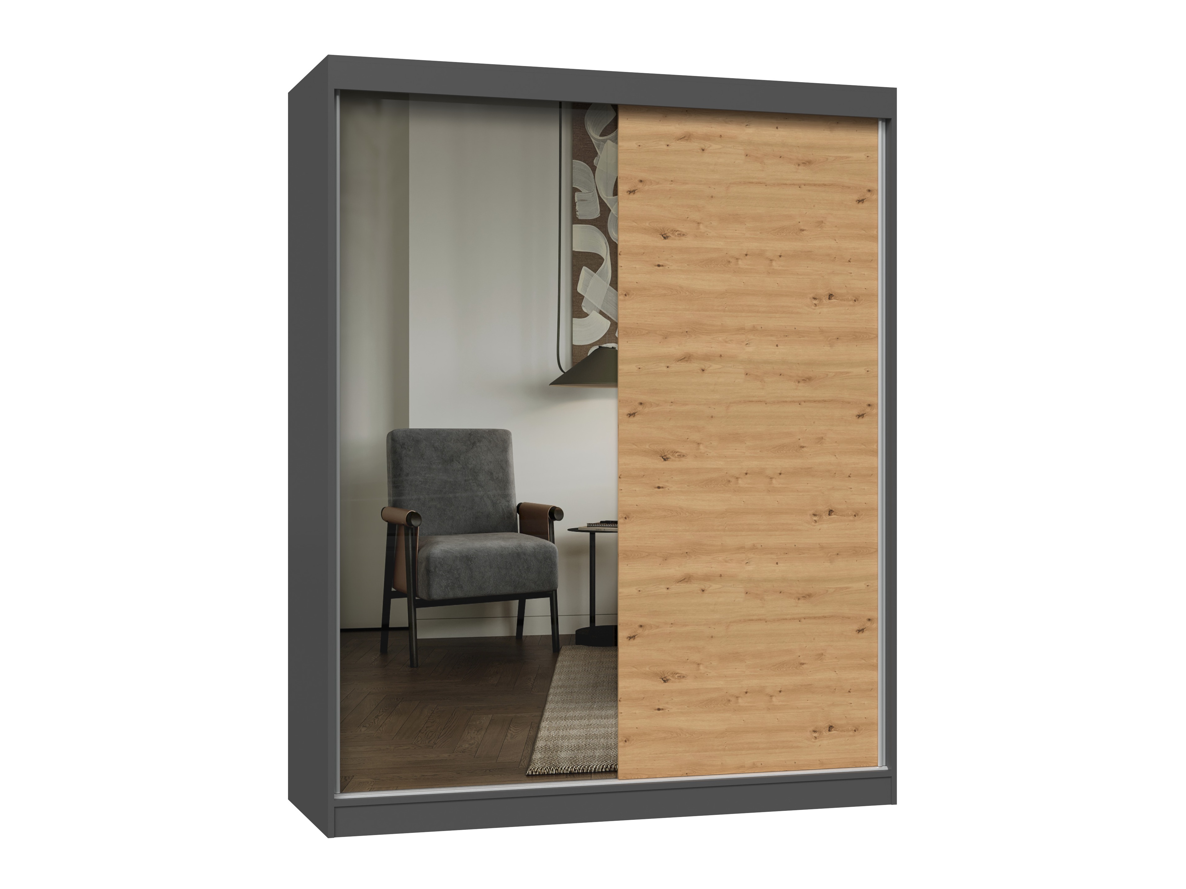 Kleiderschrank Mandeville 383 (Artisan Eichenholzoptik + Anthrazit)