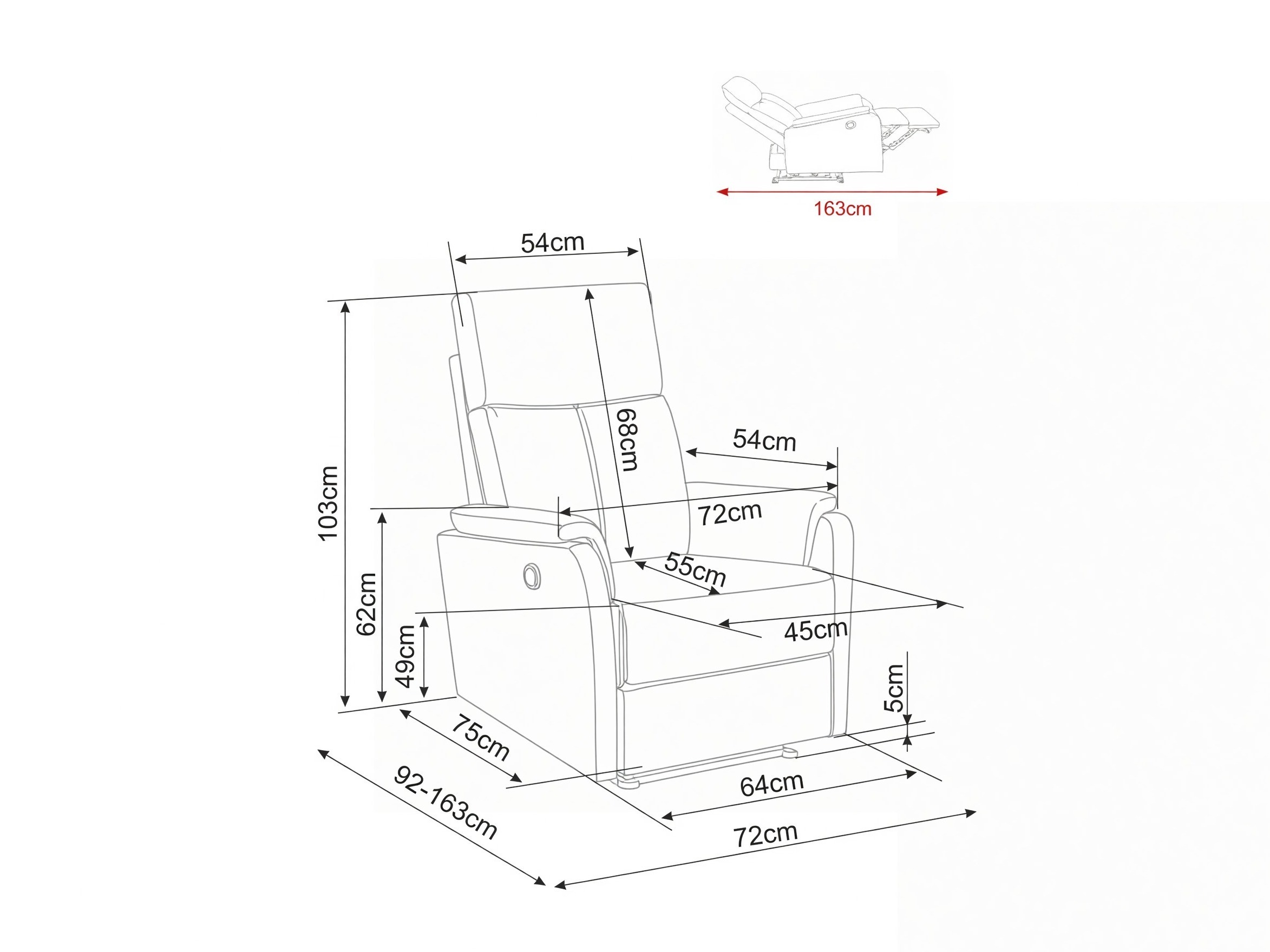 Sessel Liegesessel Detroit 1040 (Raven 07)
