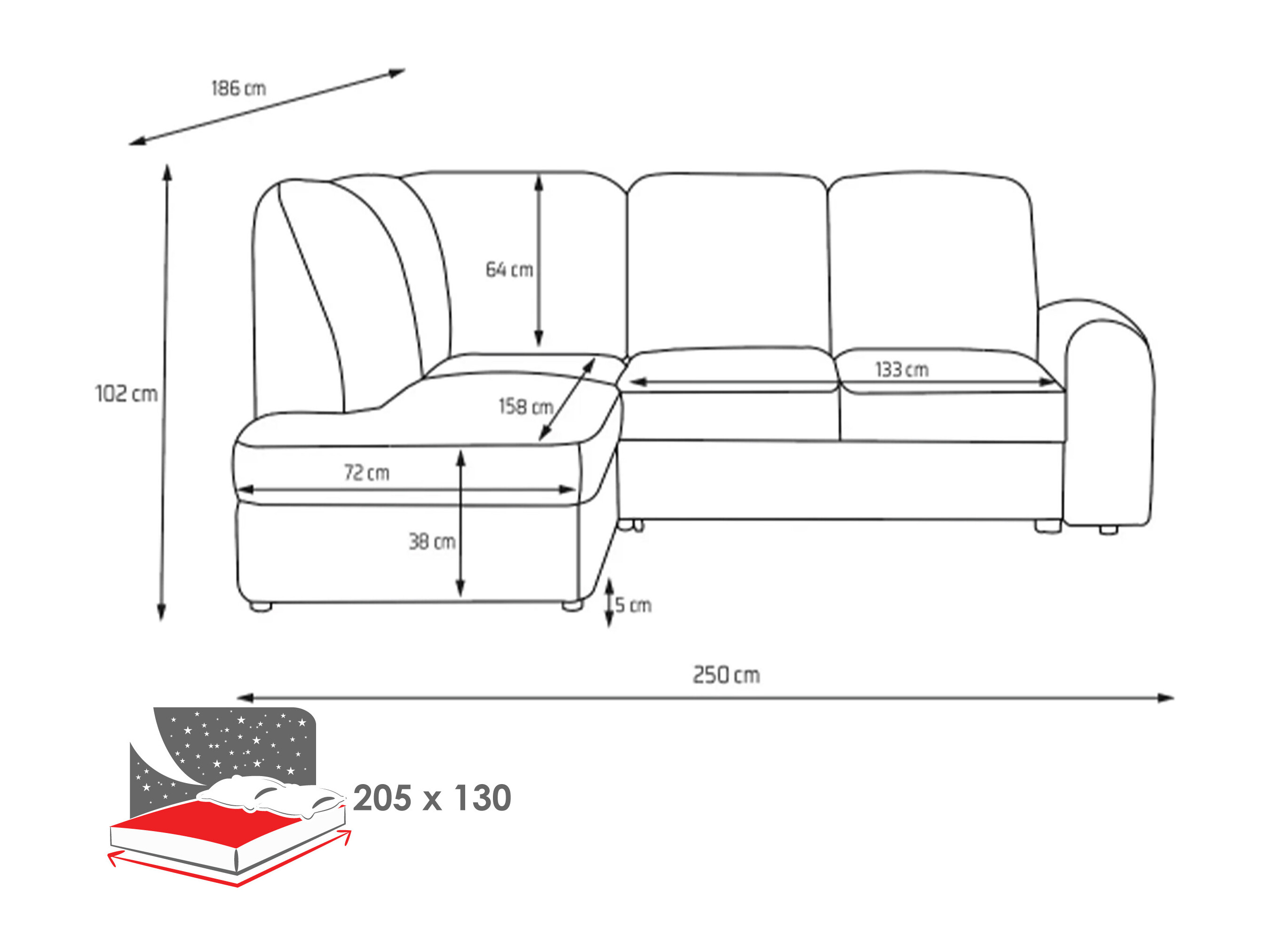 Ecksofa Carson 136 (Vibe 06)