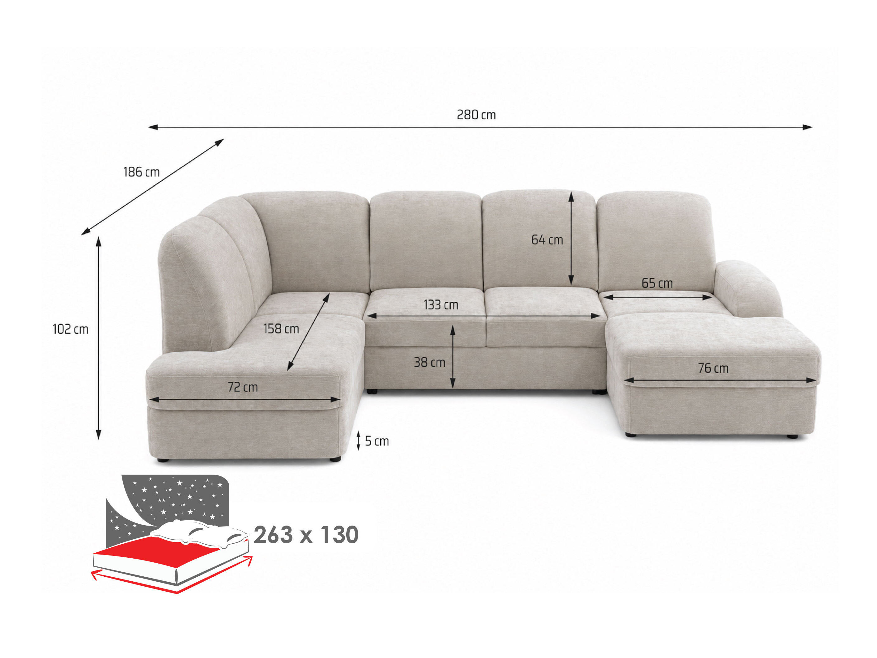 Ecksofa Carson 138 (Vibe 06)