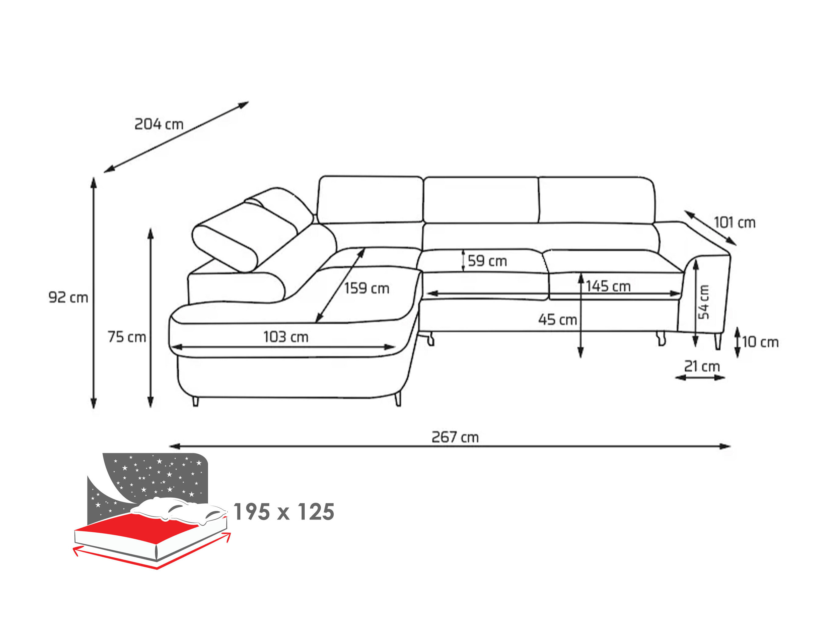 Ecksofa Carson 143 (Lumo 55)