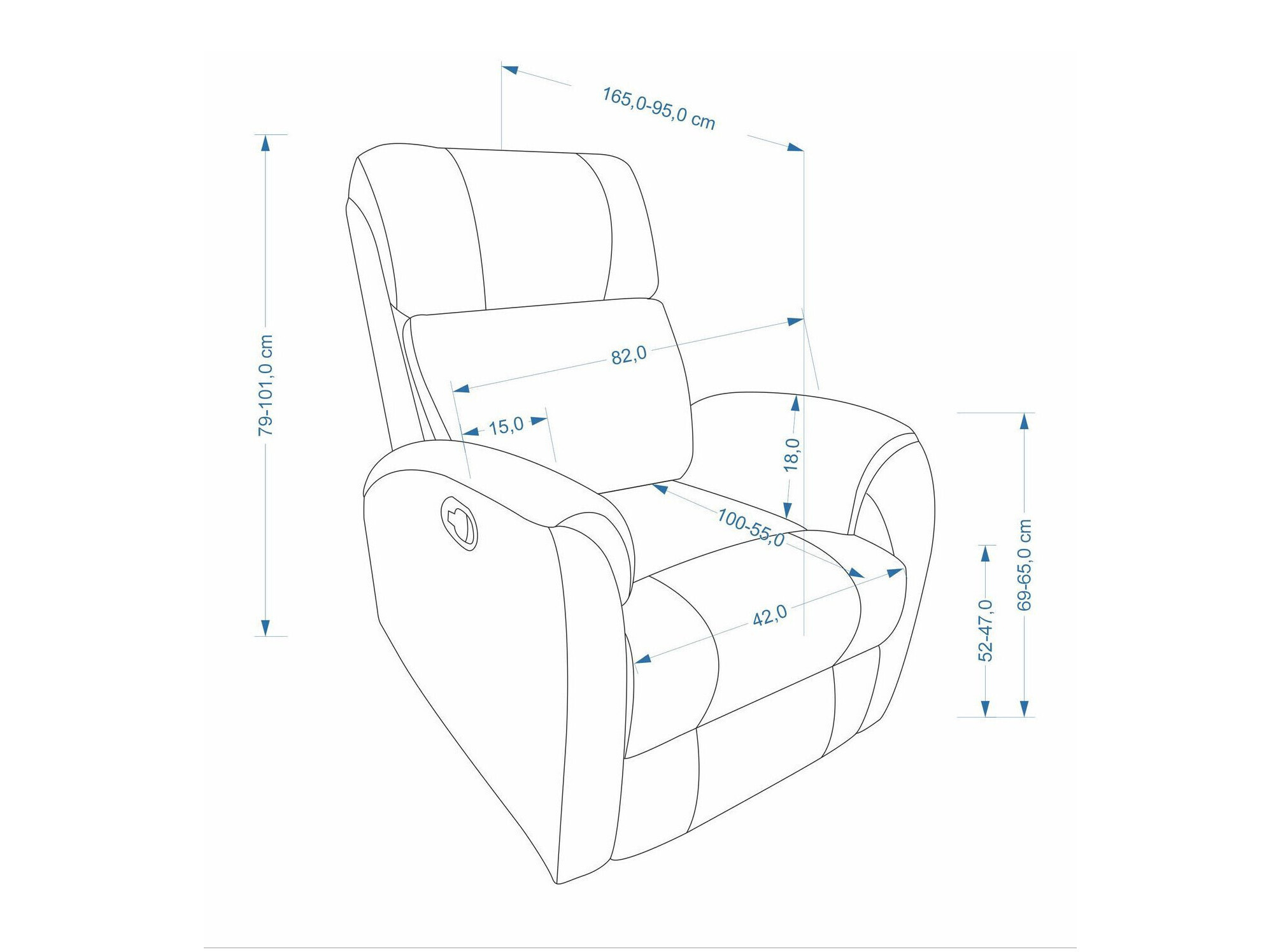 Sessel Liegesessel Houston 2198 (Grau)