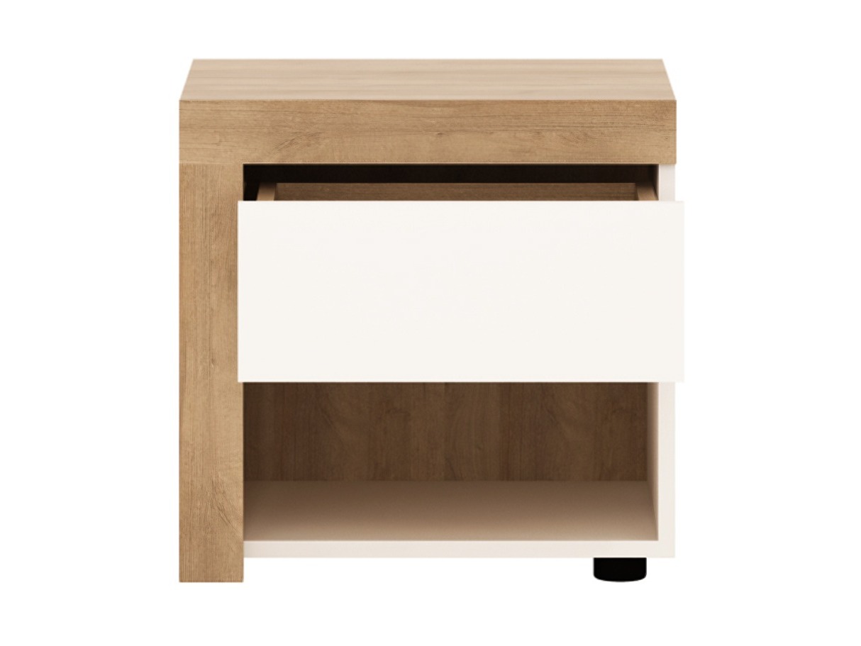 Nachttisch Feldeli 113 (Riviera eiche + Weiss glänzend)