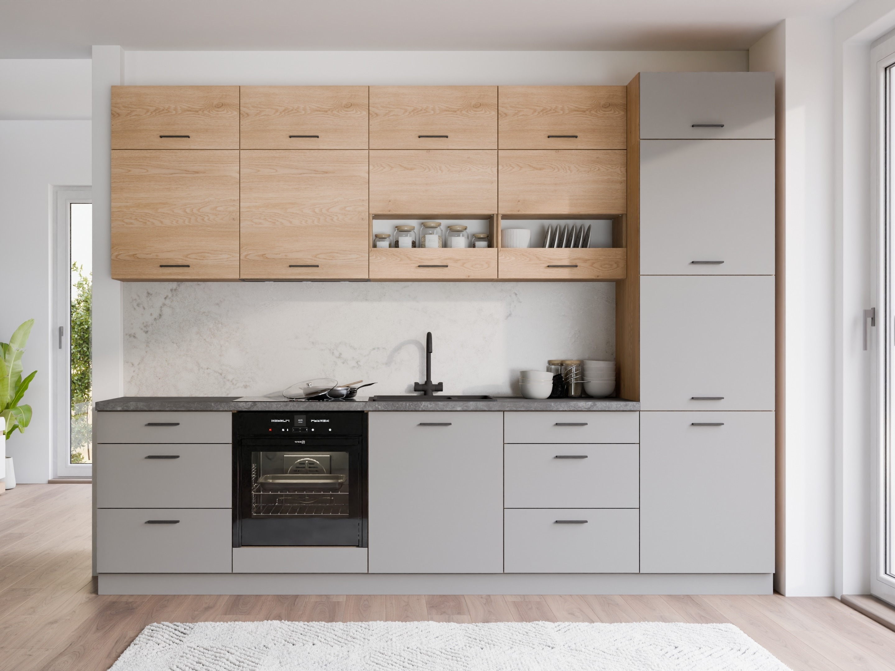 Modularer Waschbeckenschrank mit Türen Ati Grey Artisan 103