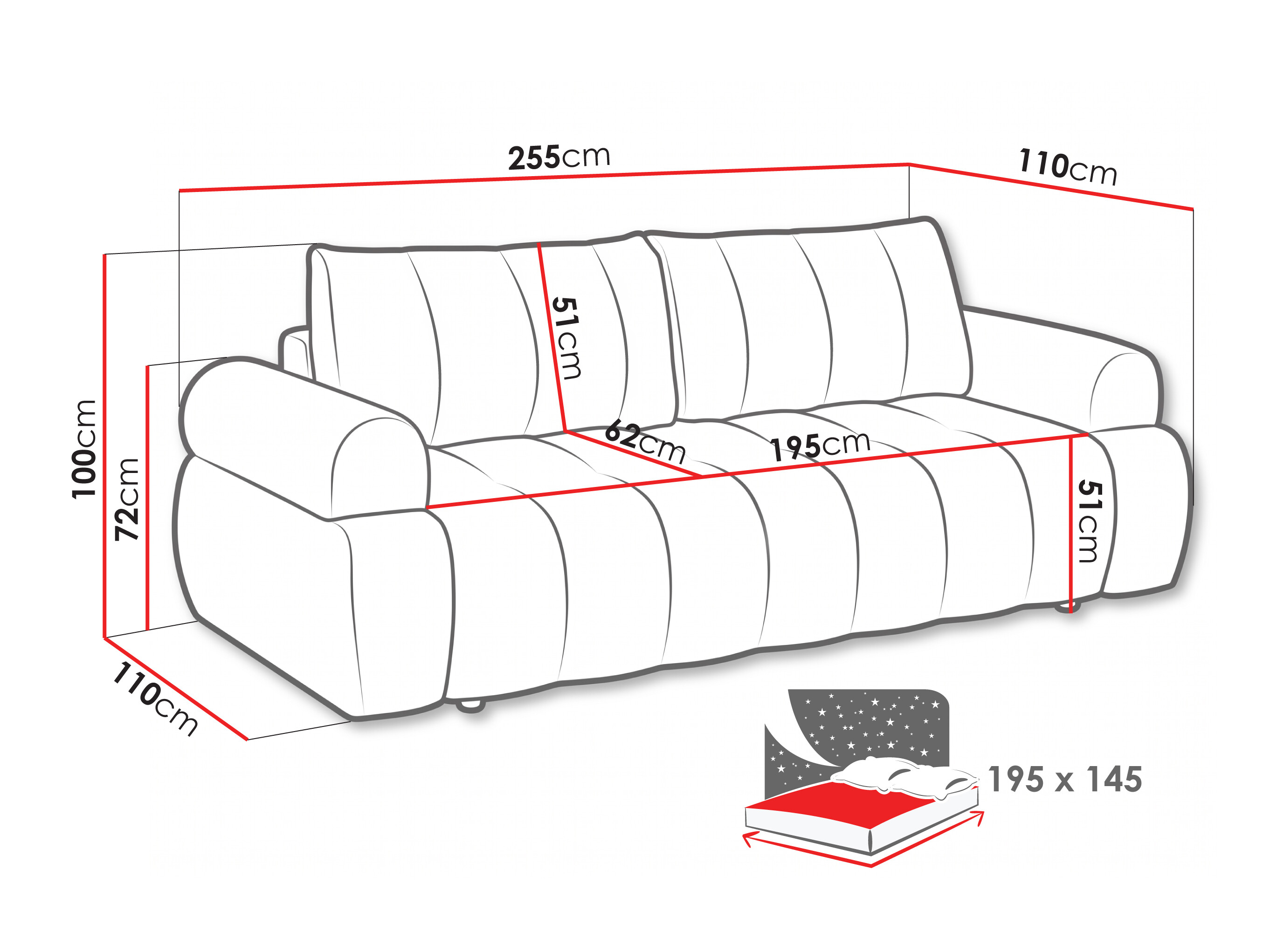 Schlafsofa Norman 128 (Kiara 852)