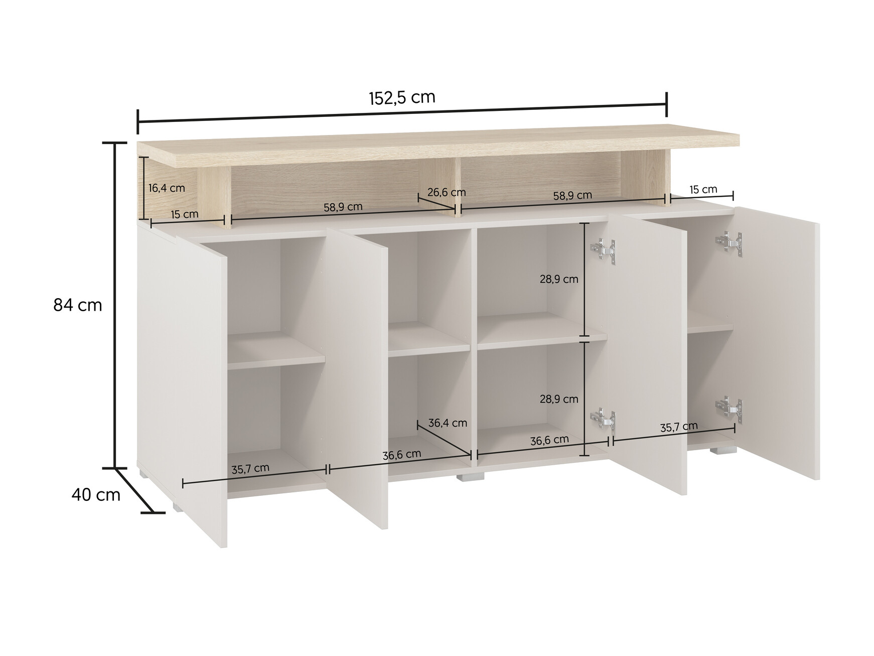 Sideboard Virvele 100 (Kaschmir + Eiche hell)