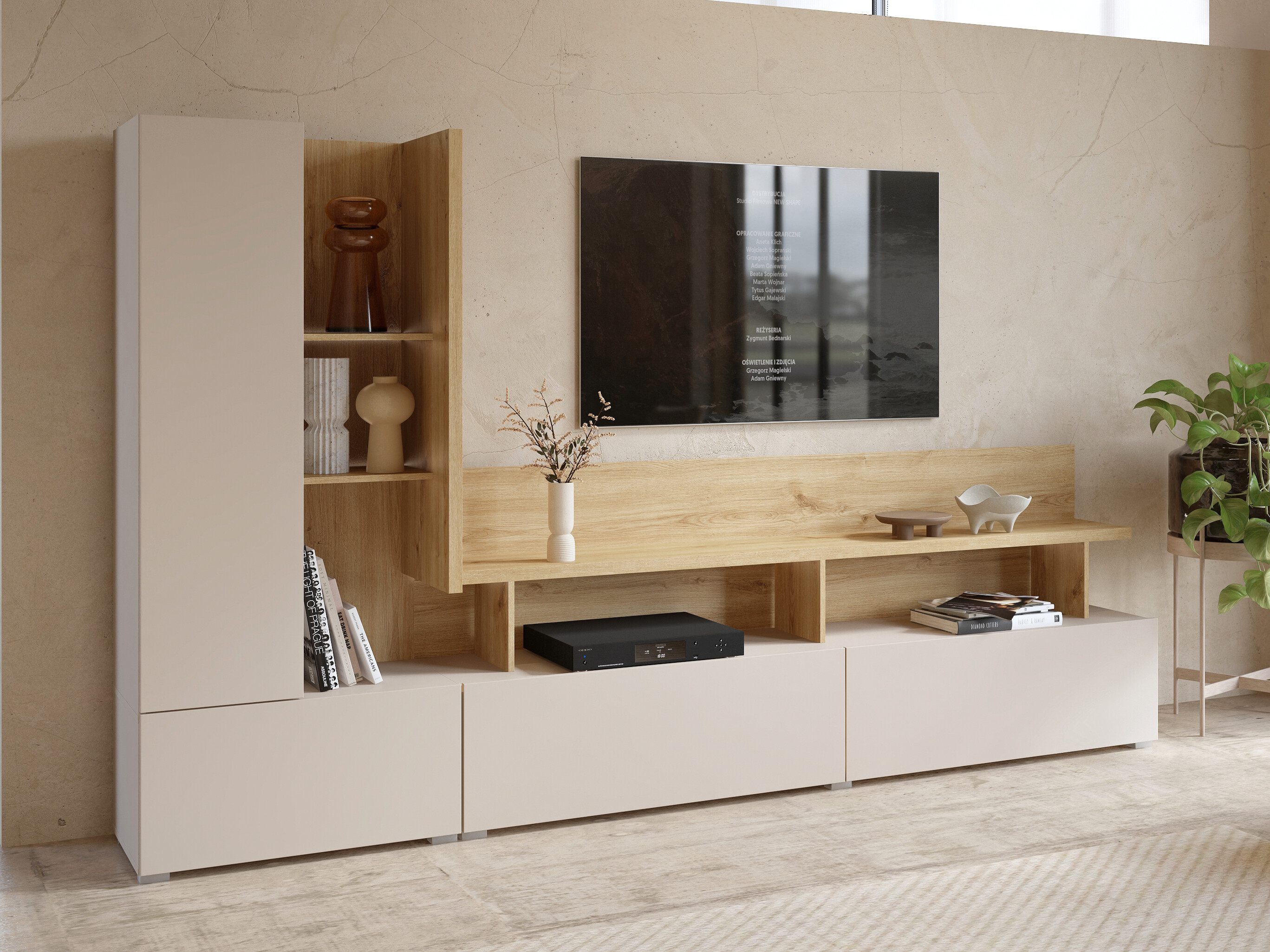 Wohnzimmer-Set Virvele 101 (Kaschmir + Eiche hell)