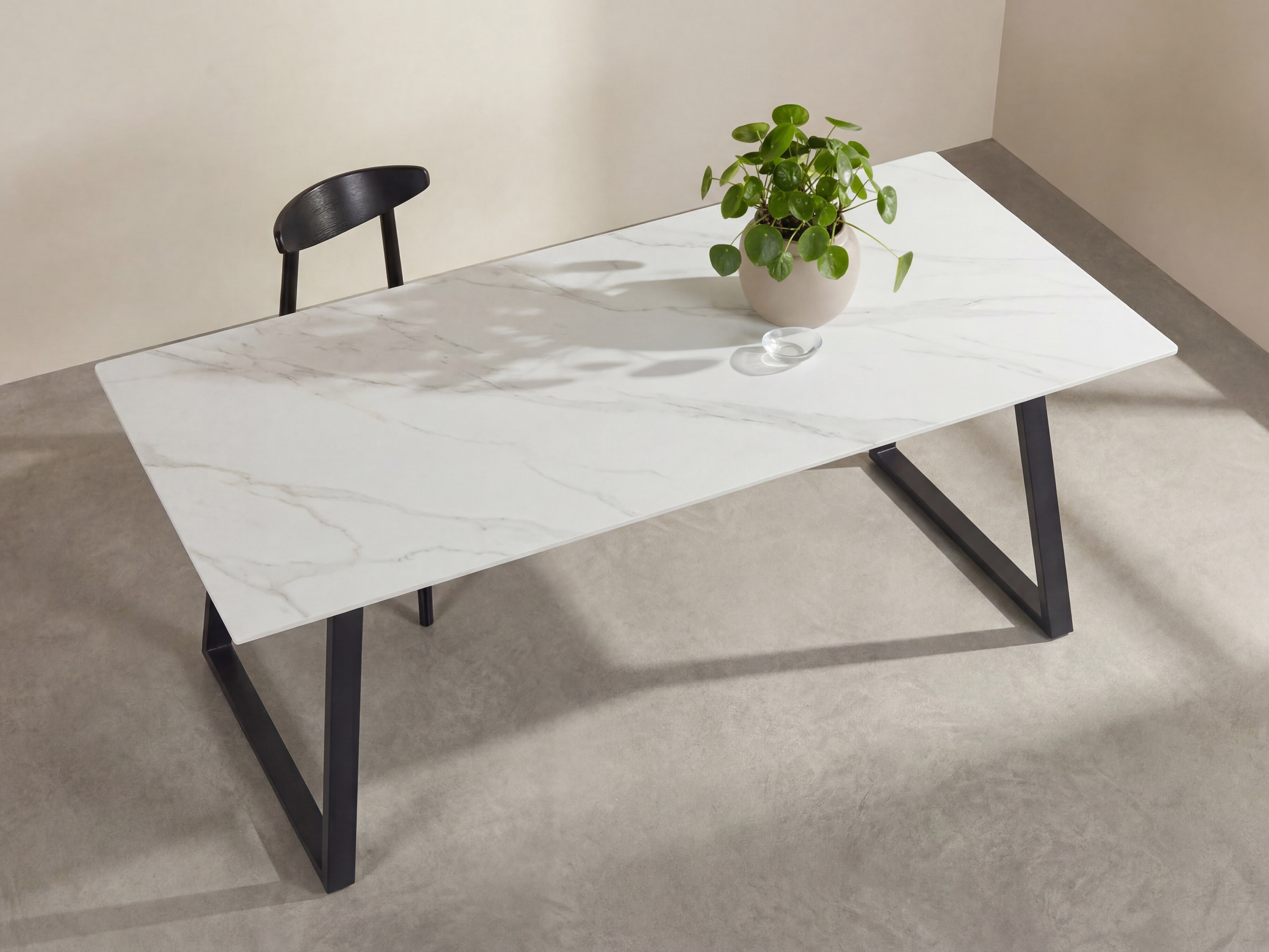 Tisch Dallas 5355 (Weisser Marmor + Schwarz)