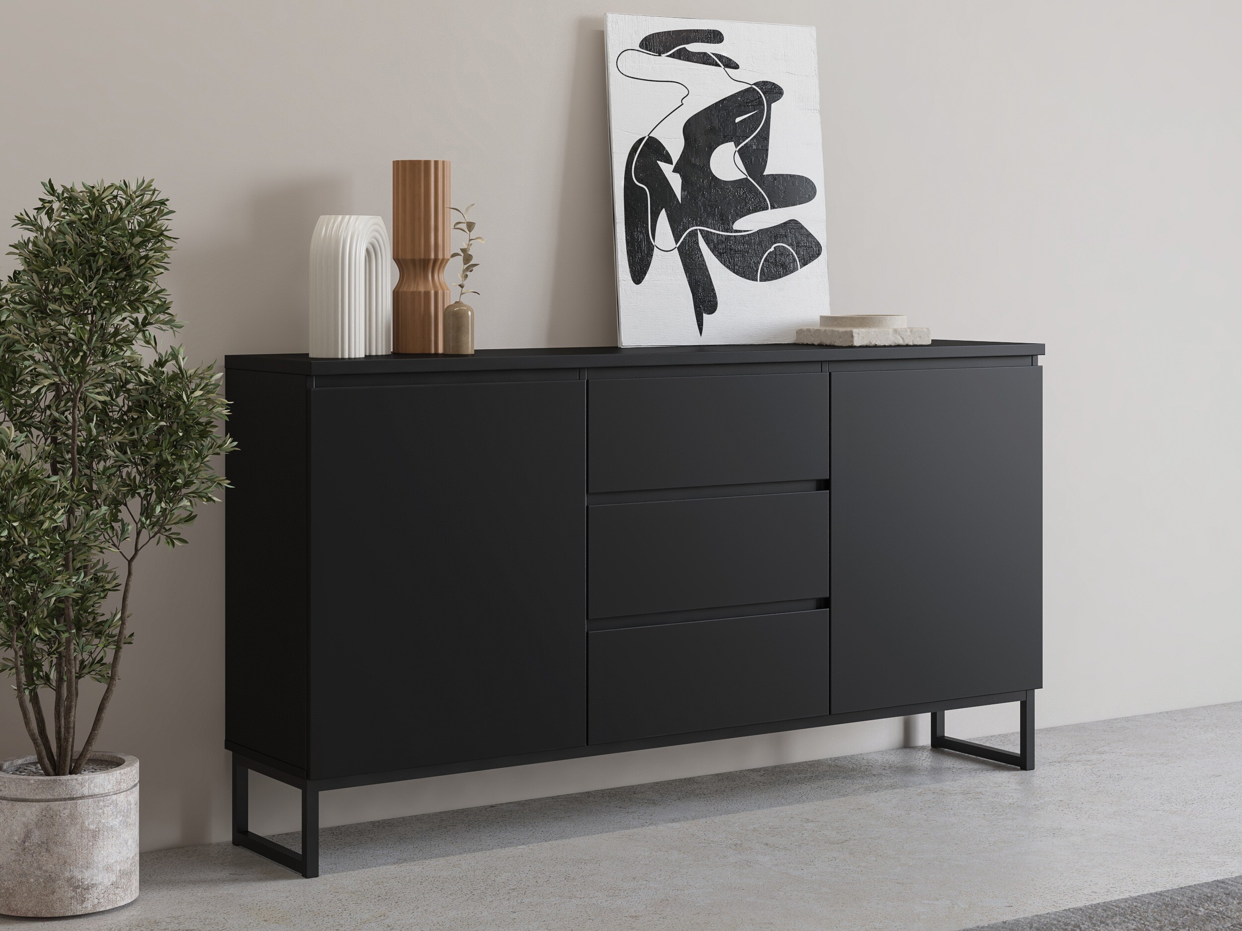 Kommode Velsora 102 (Schwarz)