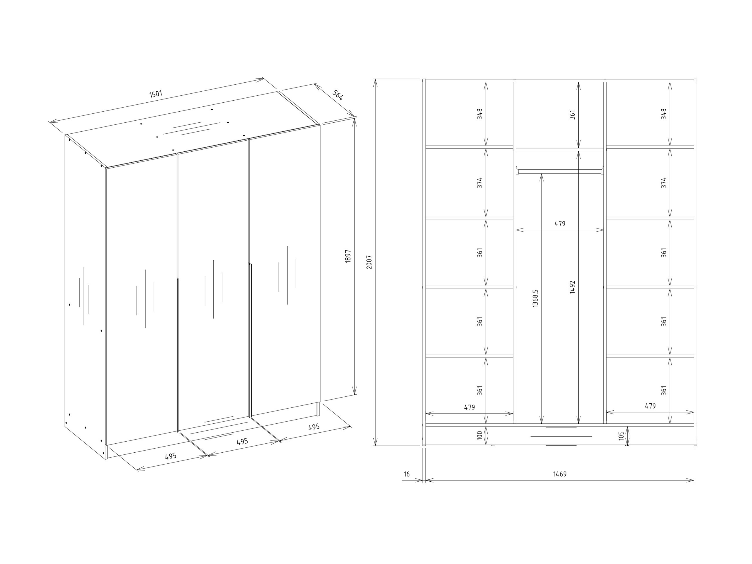 Kleiderschrank Mandeville 398 (Gold)