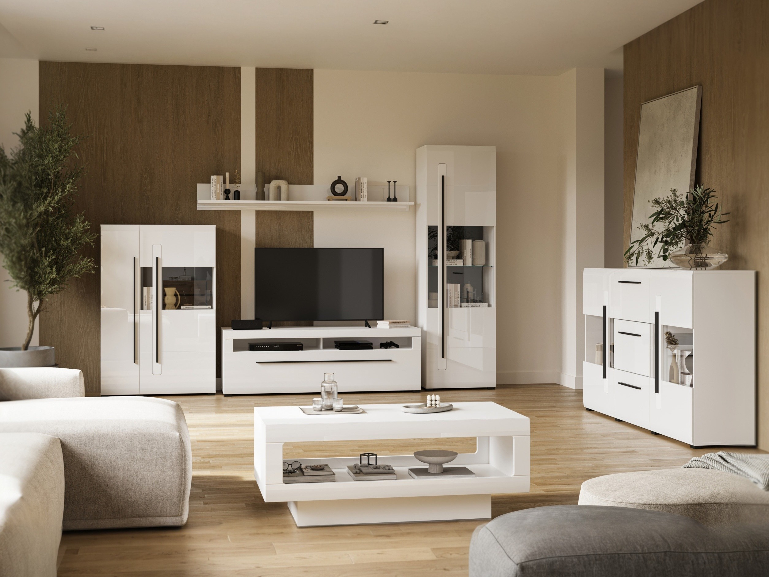 Couchtisch Ophsalu 102 (Weiss + Weiss glänzend)
