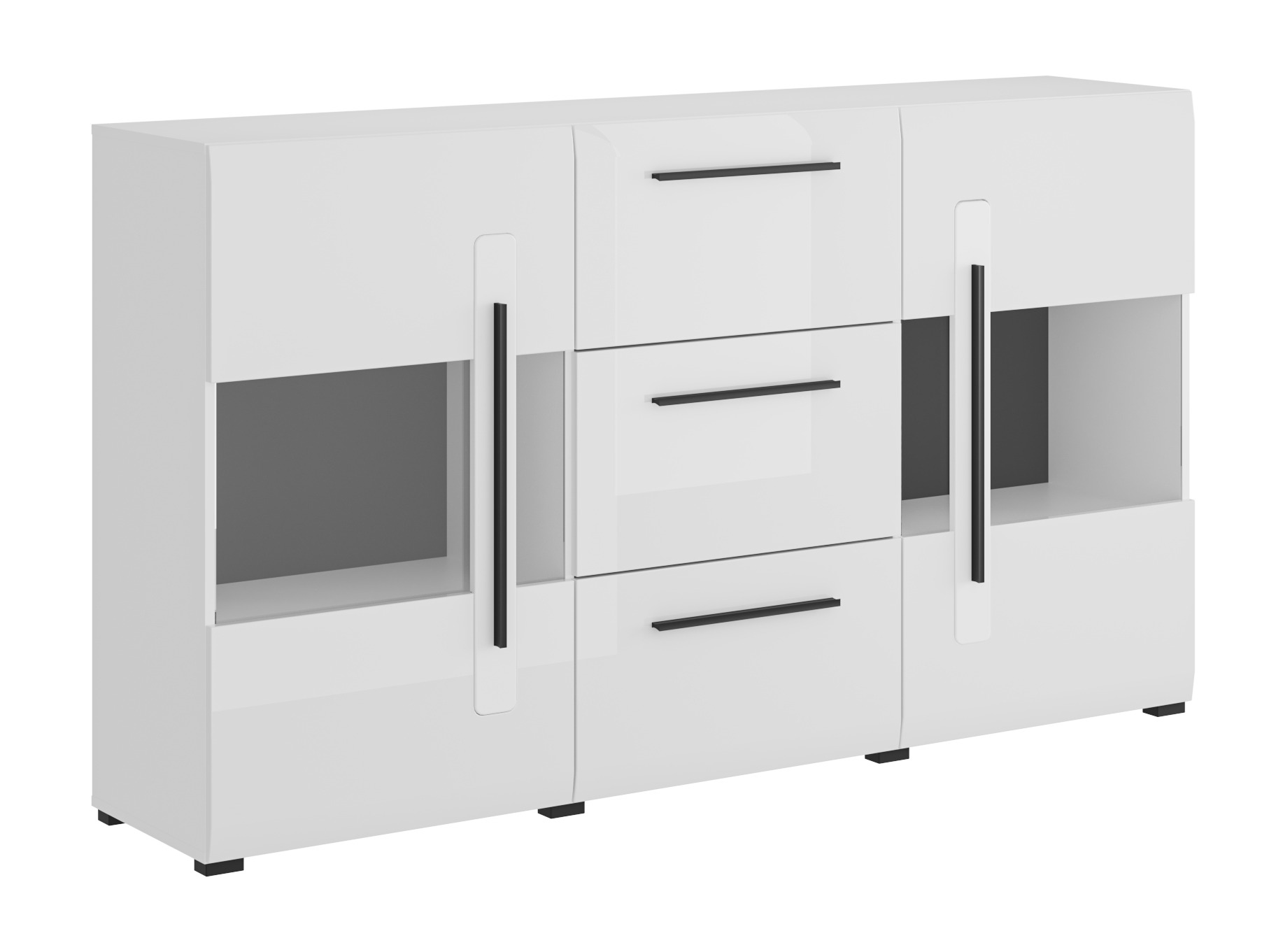 Kommode Ophsalu 106 (Weiss + Weiss glänzend)