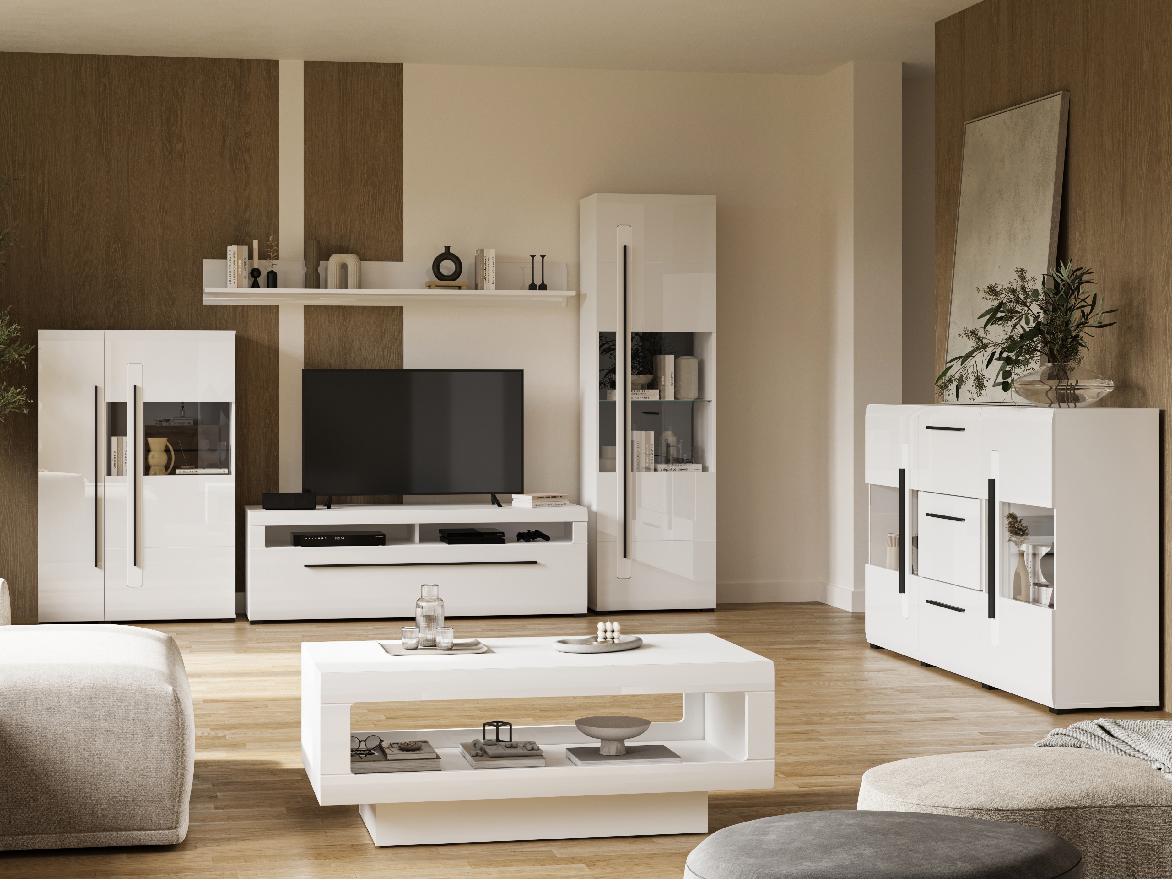 Kommode Ophsalu 106 (Weiss + Weiss glänzend)