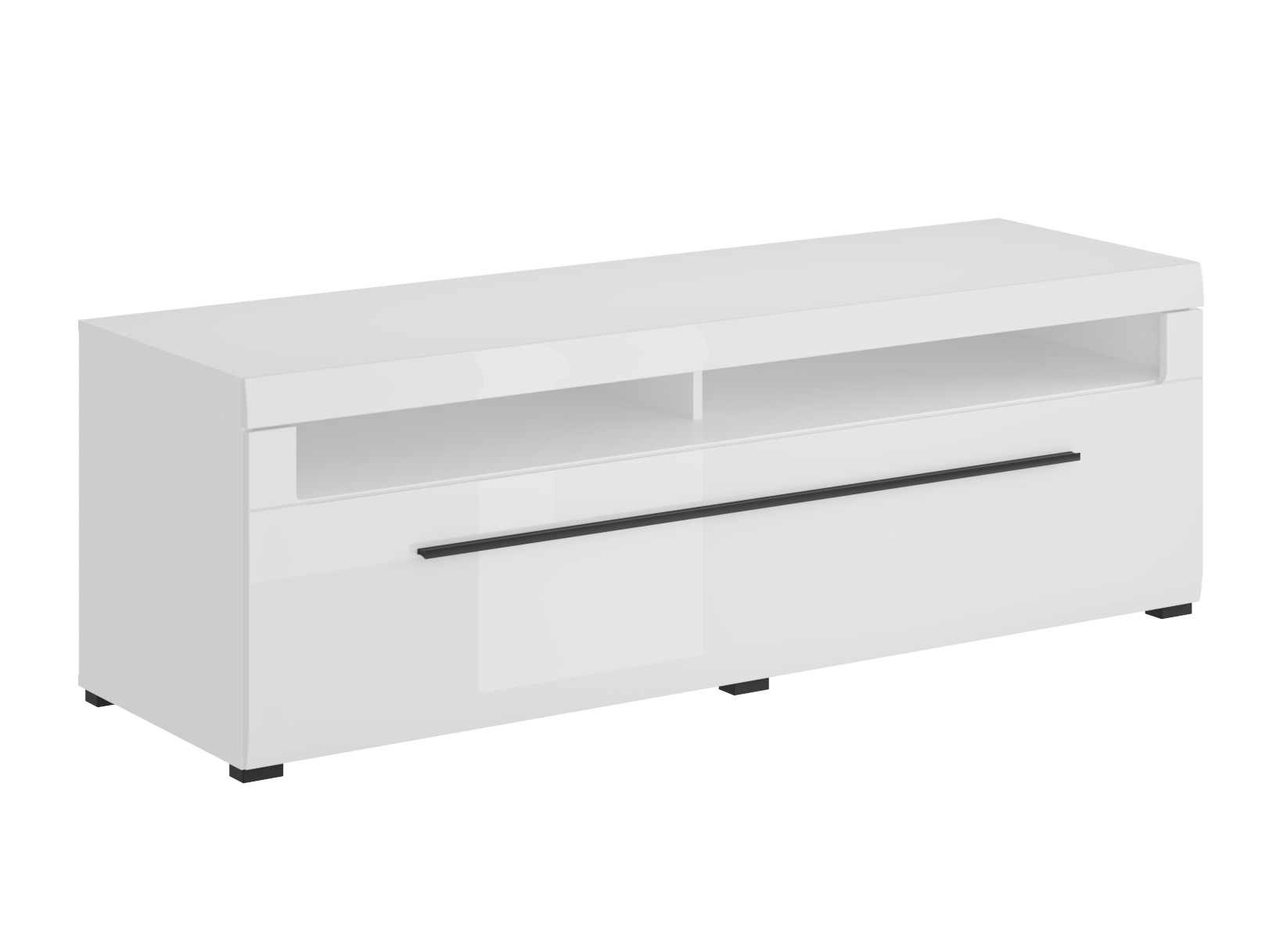 TV-Möbel Ophsalu 104 (Weiss + Weiss glänzend)