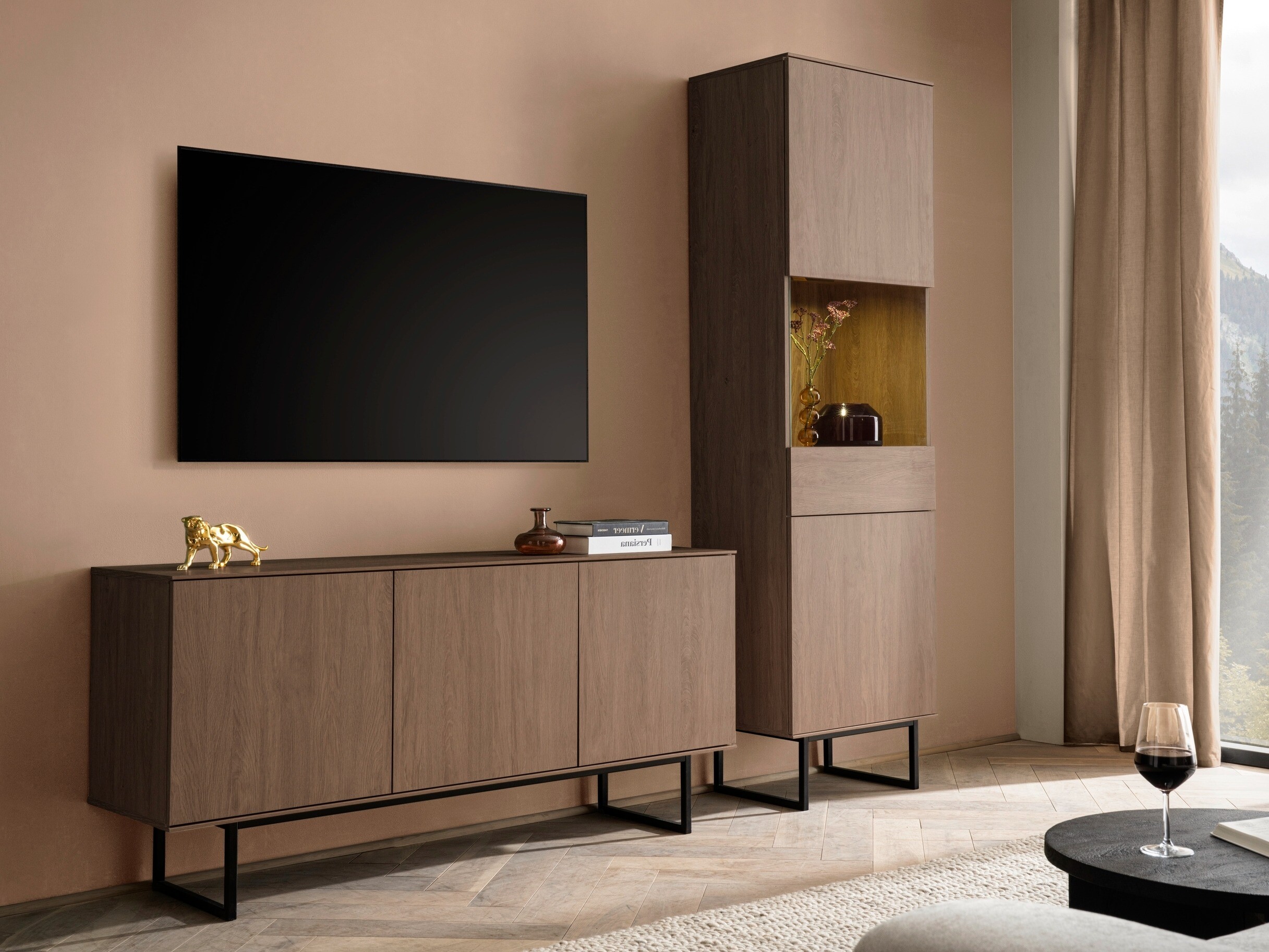 Wohnzimmer-Set Bentesa 125 (Walnussholzoptik)