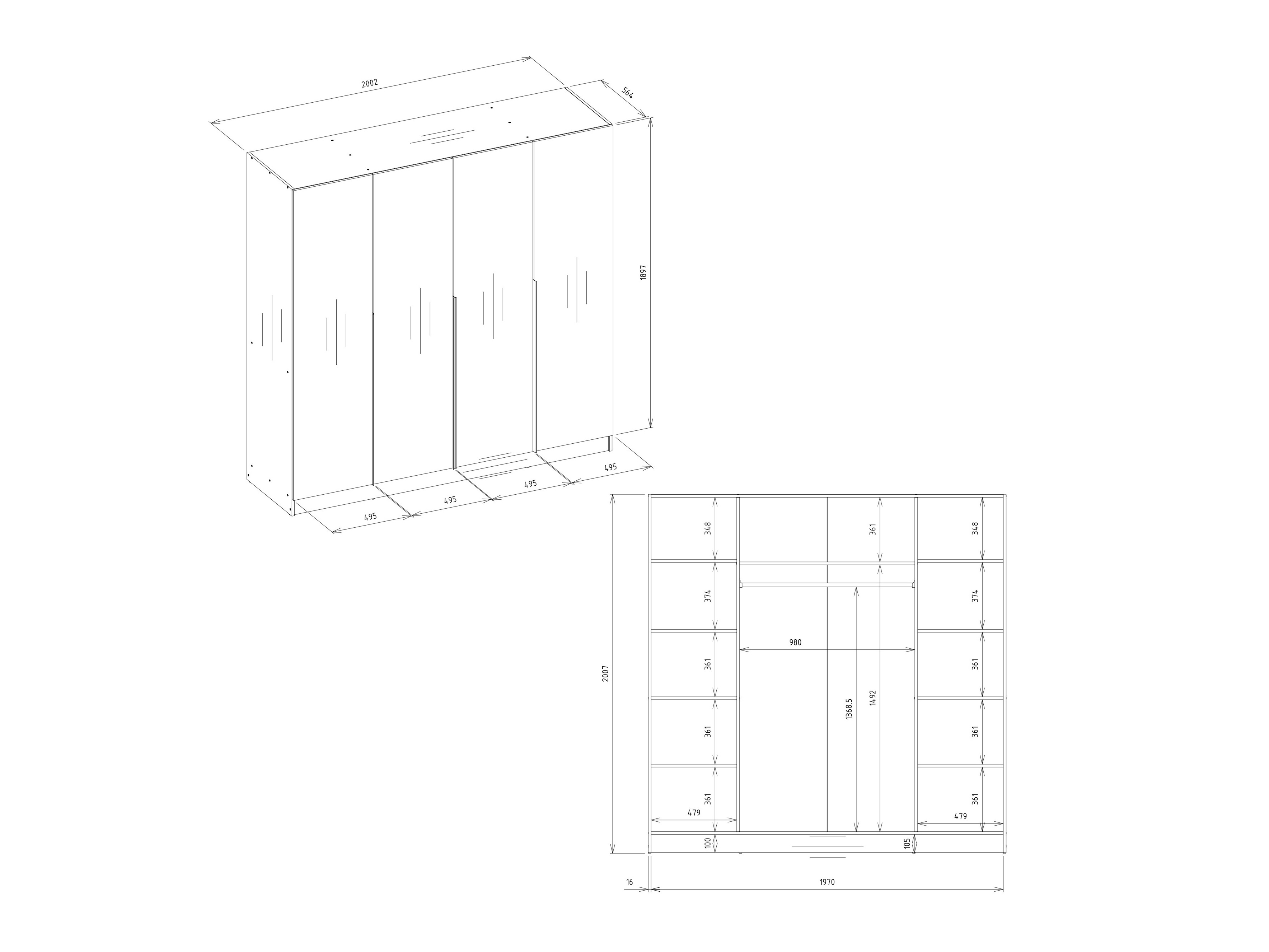Kleiderschrank Mandeville 400 (Schwarz)
