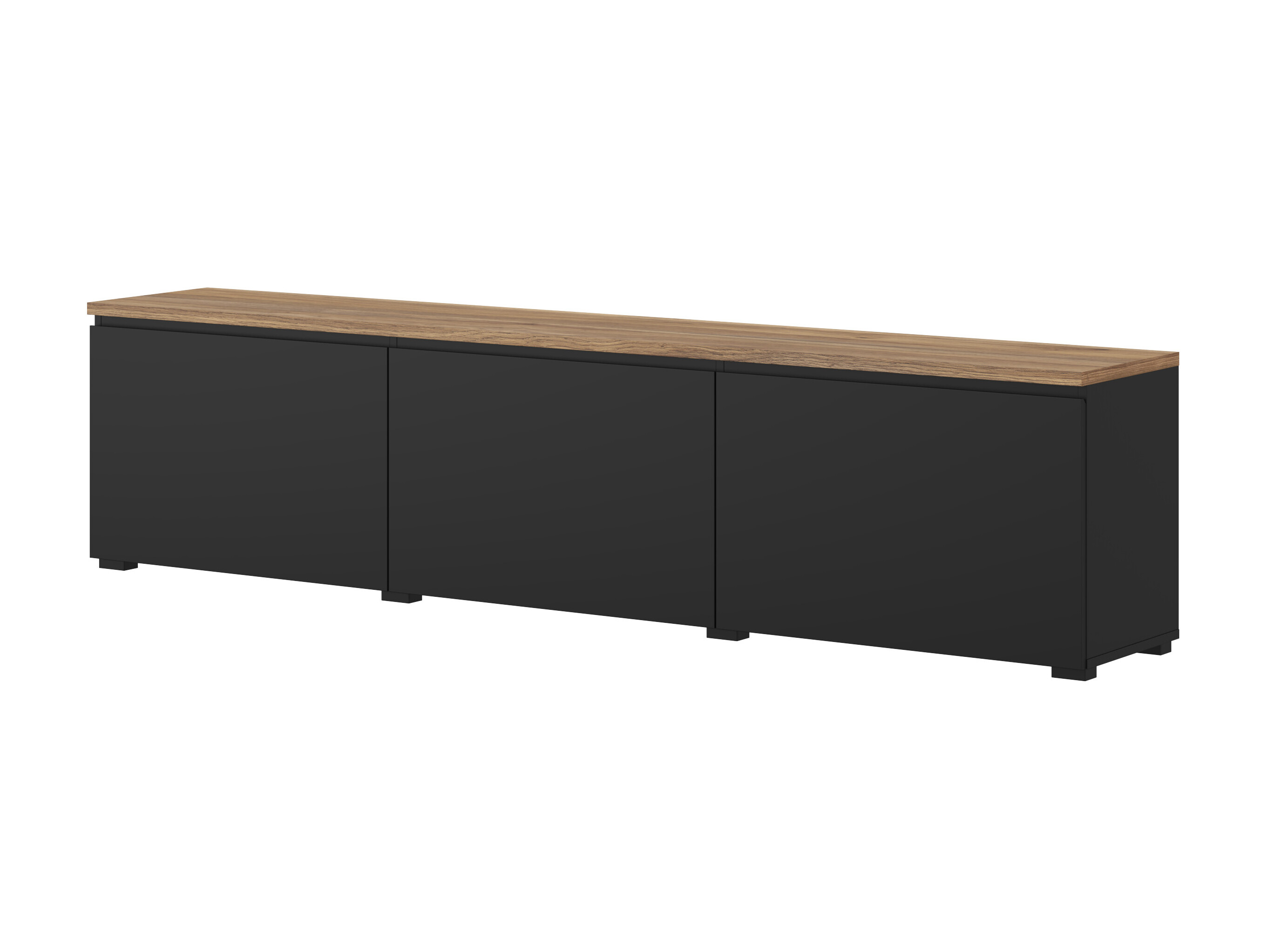 TV-Möbel Baletu 113 (Schwarz + Eichenholzoptik)