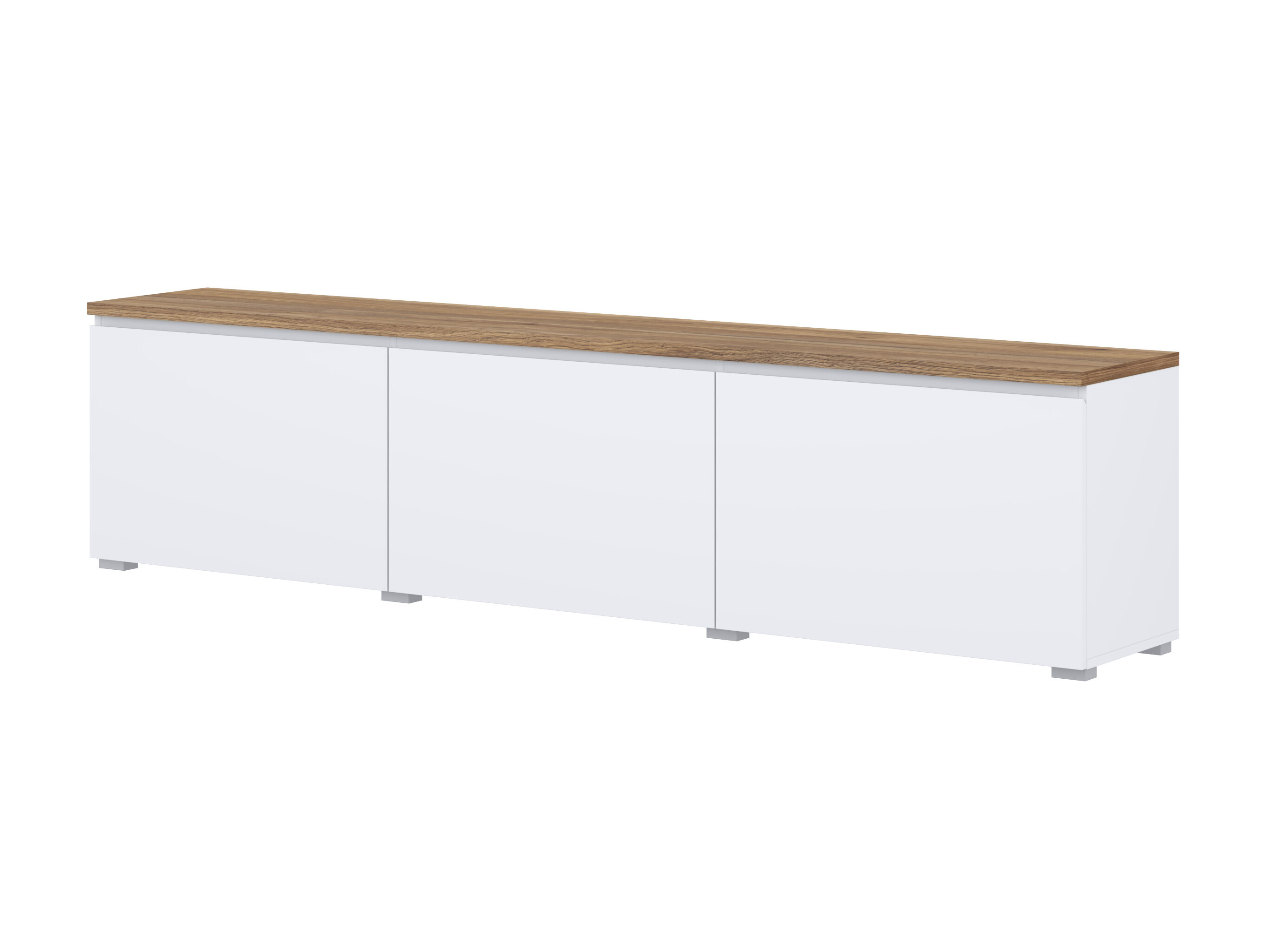 TV-Möbel Baletu 113 (Weiss + Eichenholzoptik)