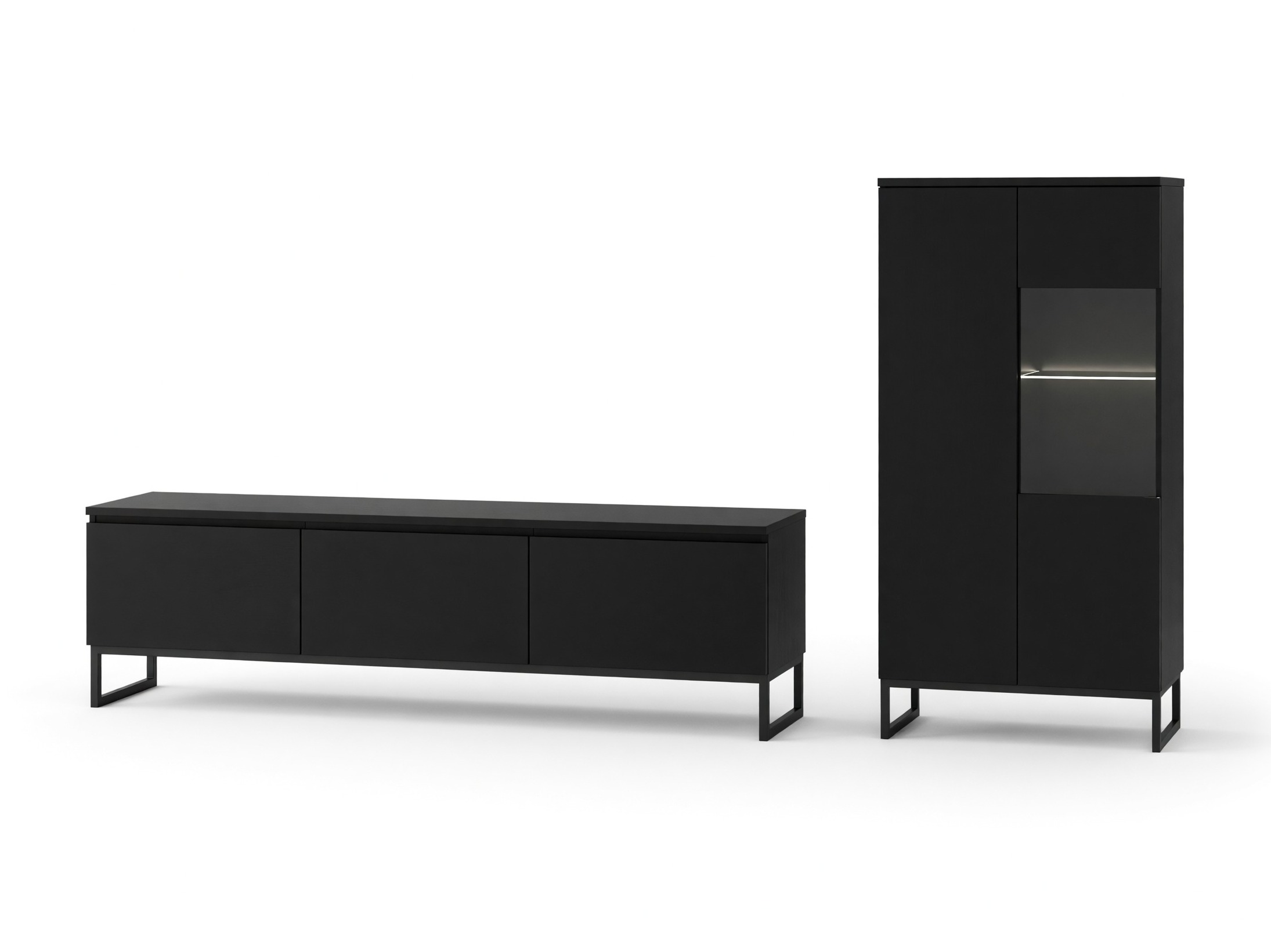 Wohnzimmer-Set Velsora 106 (Schwarz)