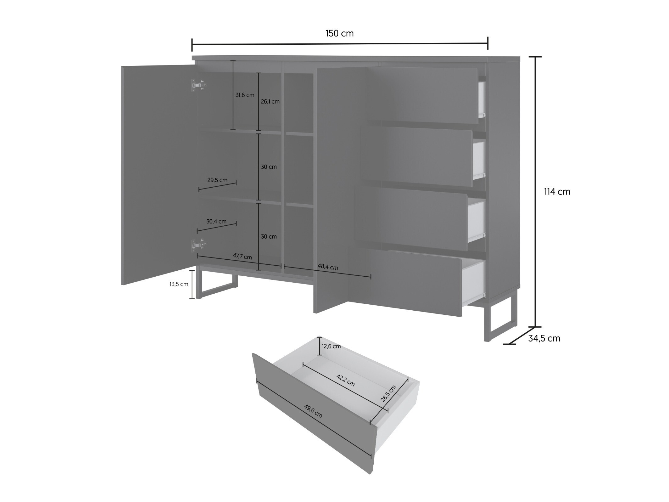 Wohnzimmer-Set Velsora 107 (Schwarz)