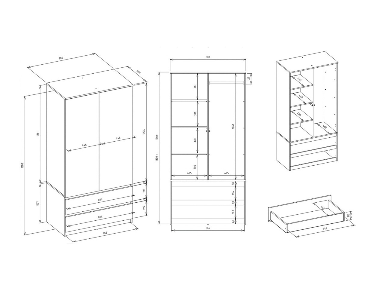 Kleiderschrank Elbvelu 137 (Weiss)