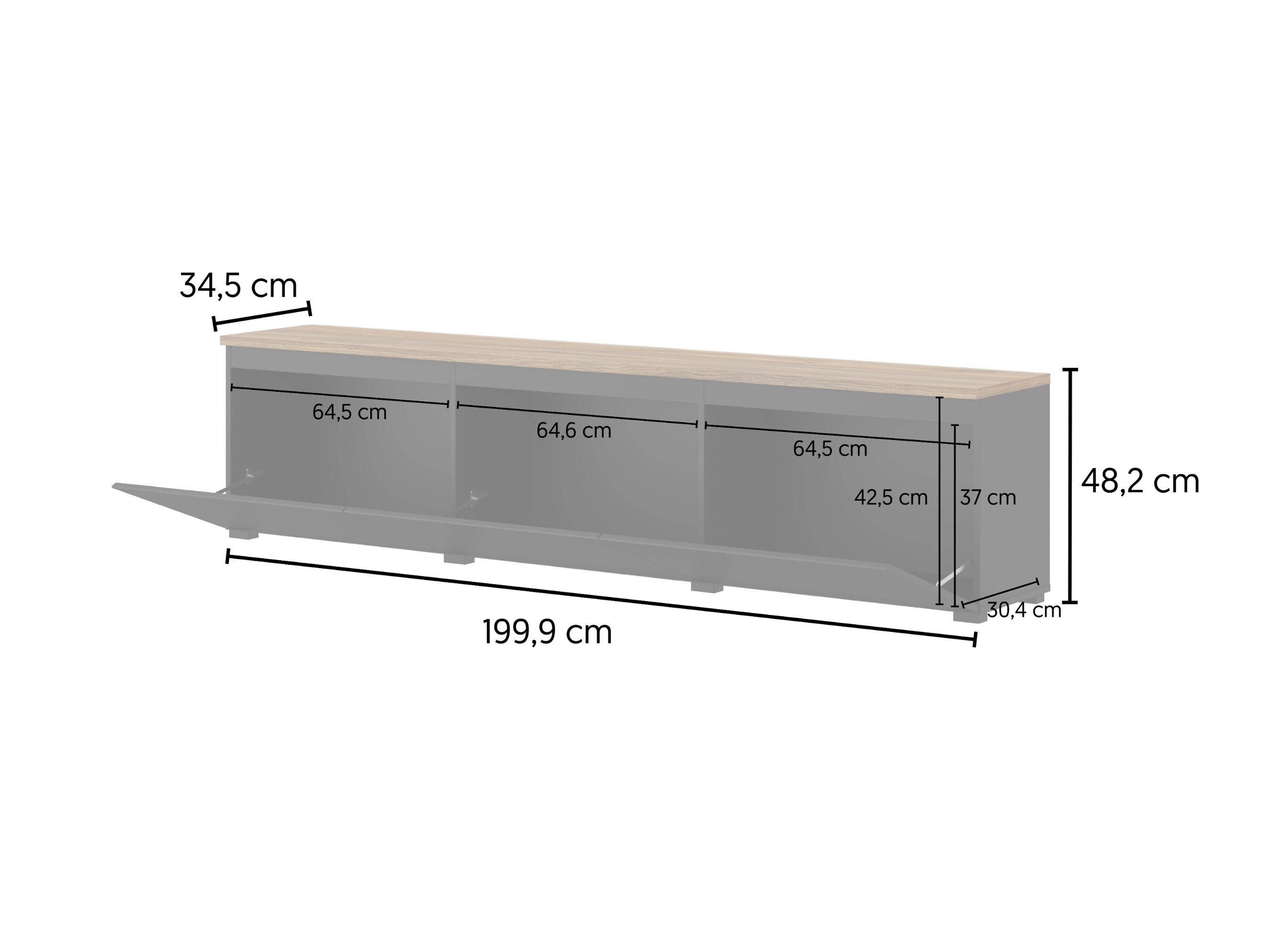 Wohnzimmer-Set Baletu 114 (Schwarz + Eiche)