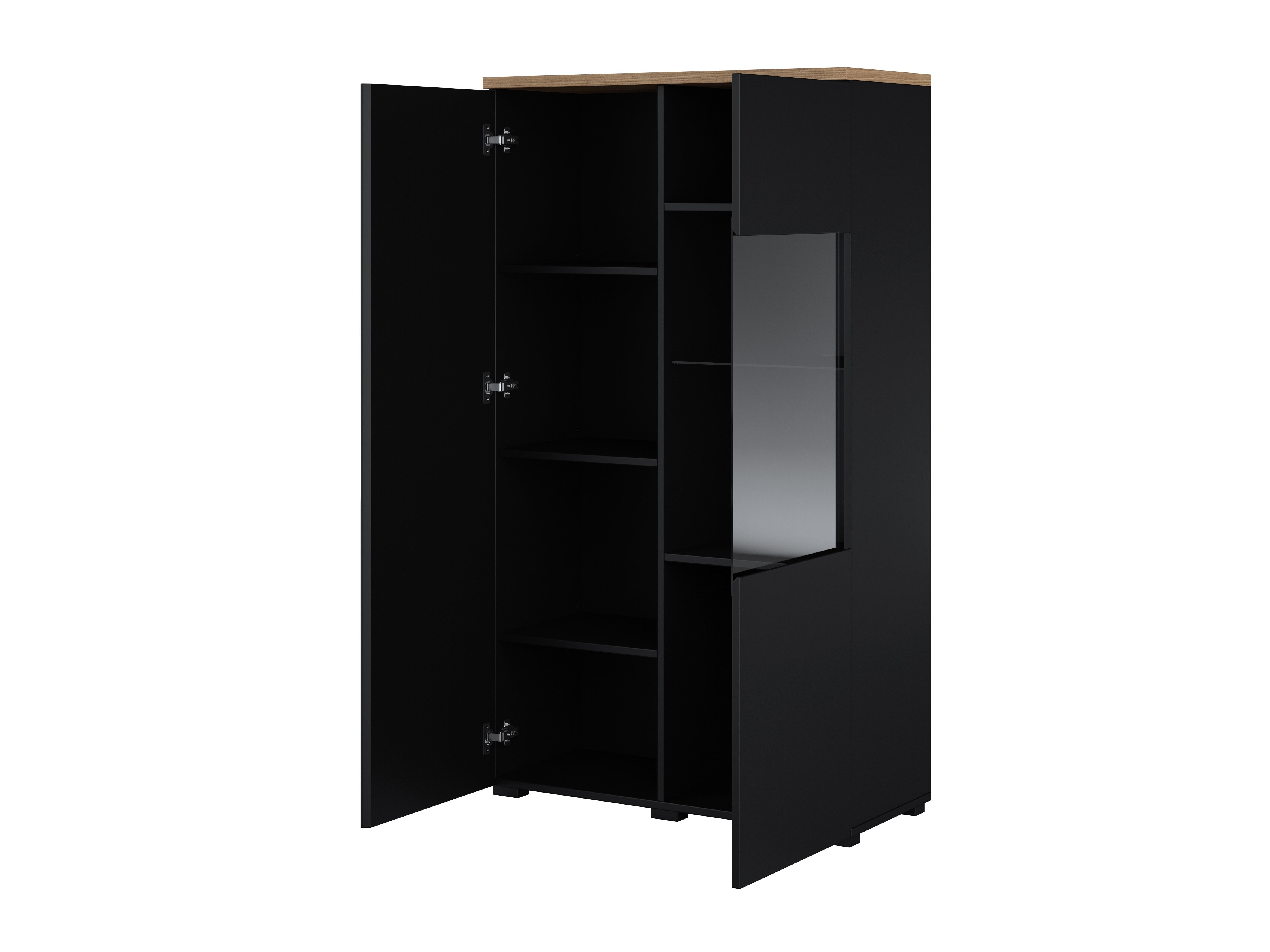 Wohnzimmer-Set Baletu 114 (Schwarz + Eiche)