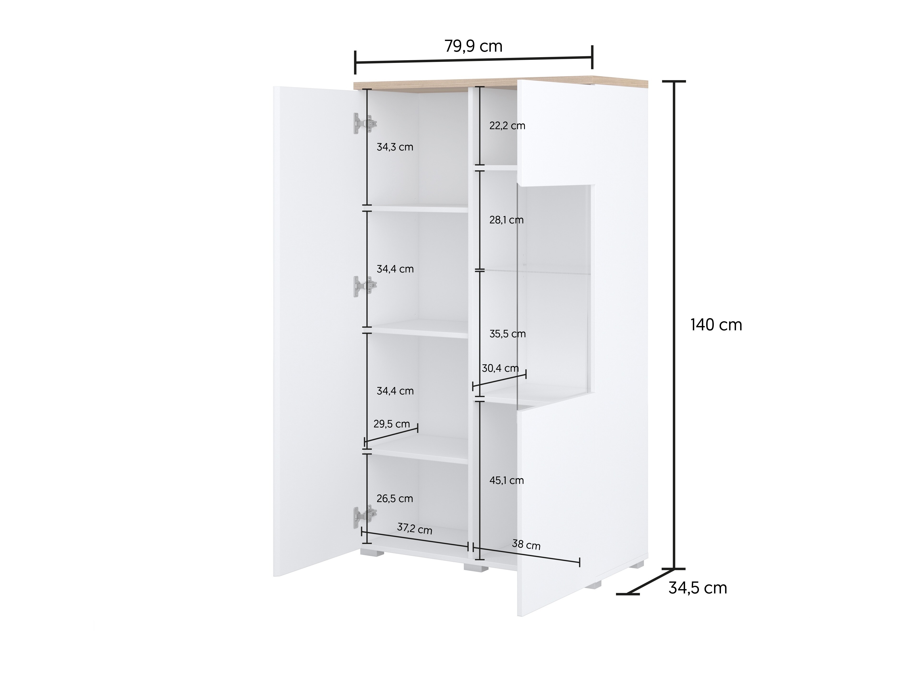 Wohnzimmer-Sets Baletu 114 (Weiss + Eichenholzoptik)