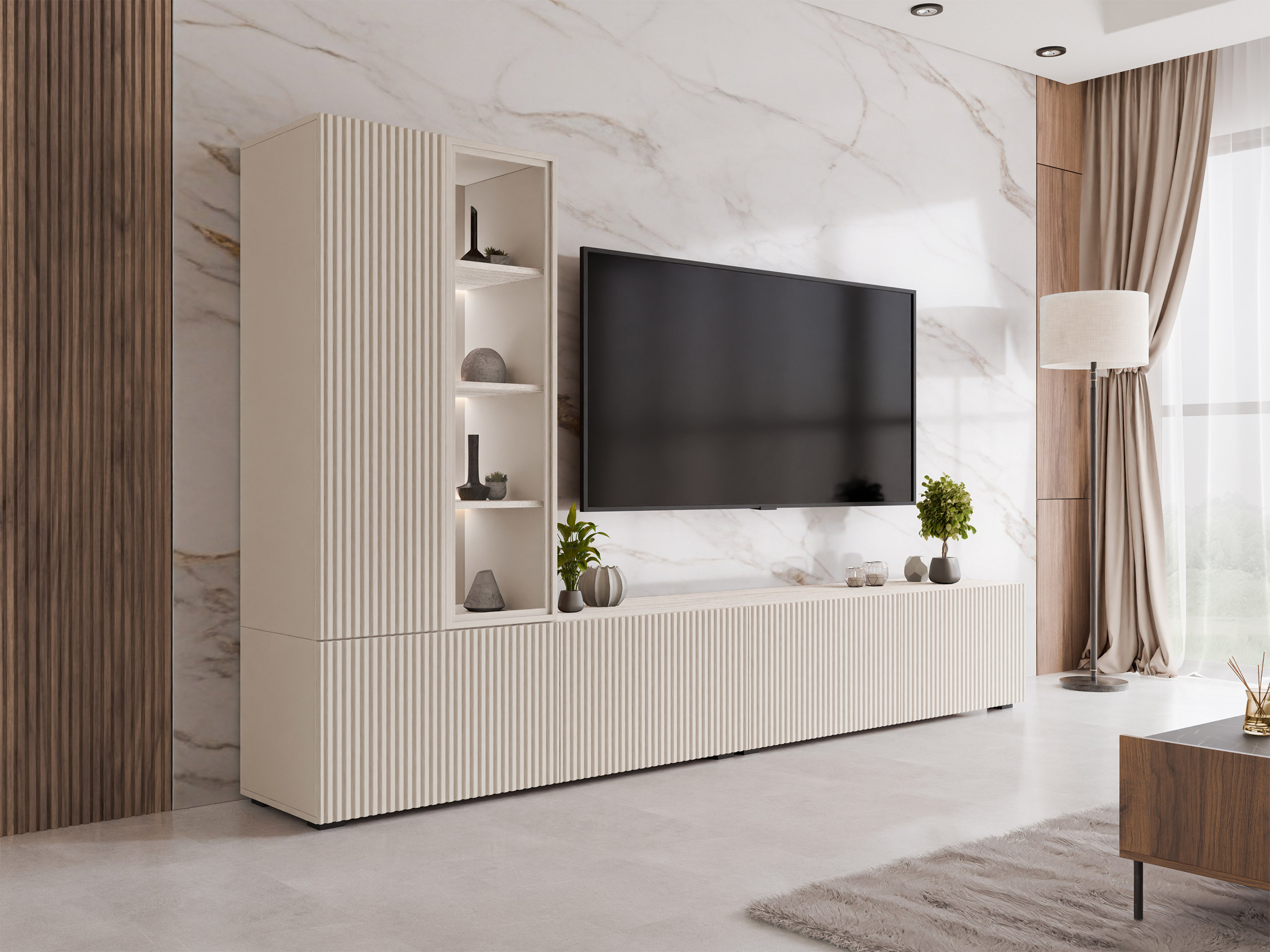Wohnzimmer-Sets Comfivo 599 (Kaschmir + Hell Travertine)
