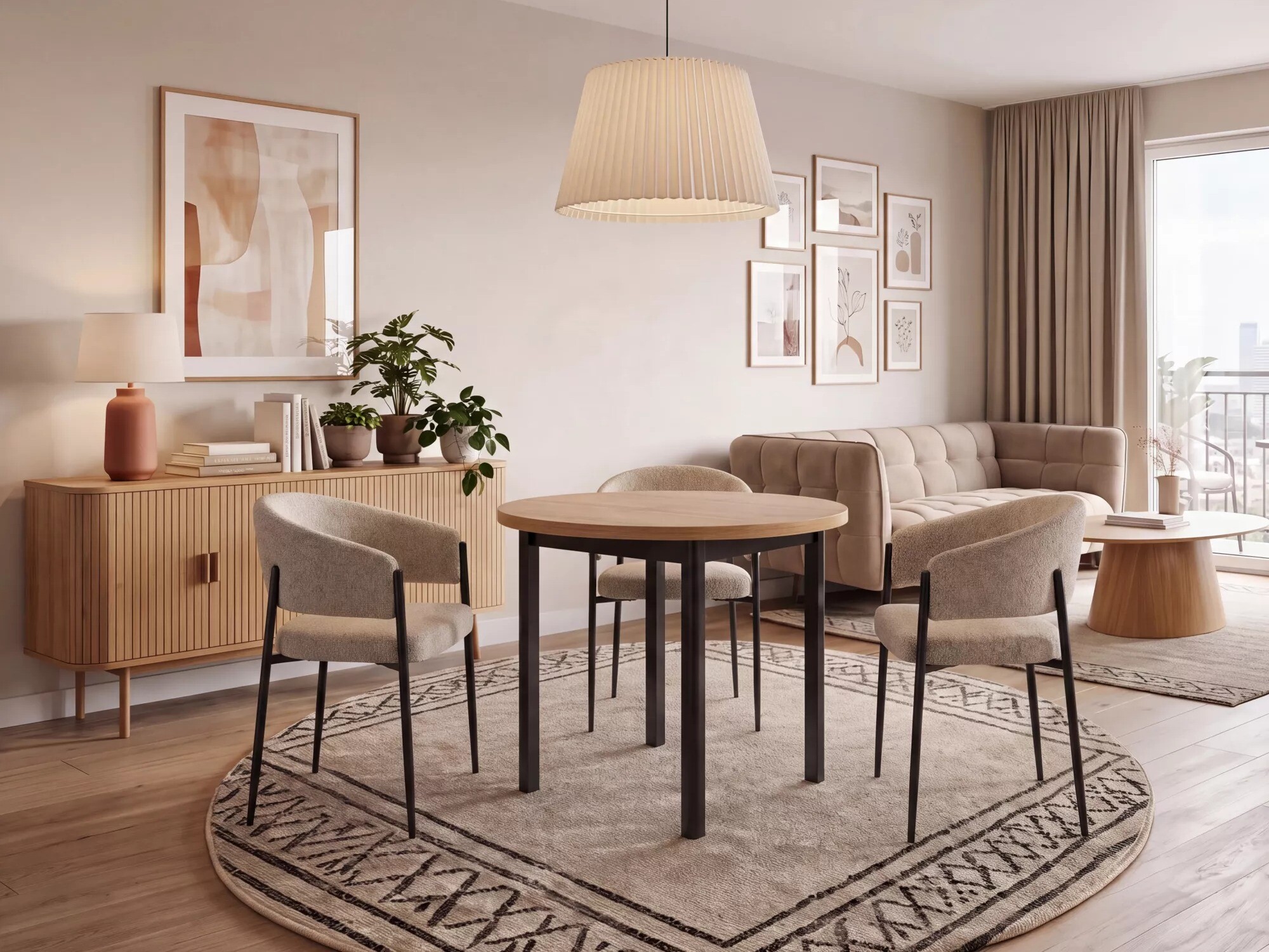 Stuhl Detroit 1053 (Beige + Matt Schwarz)
