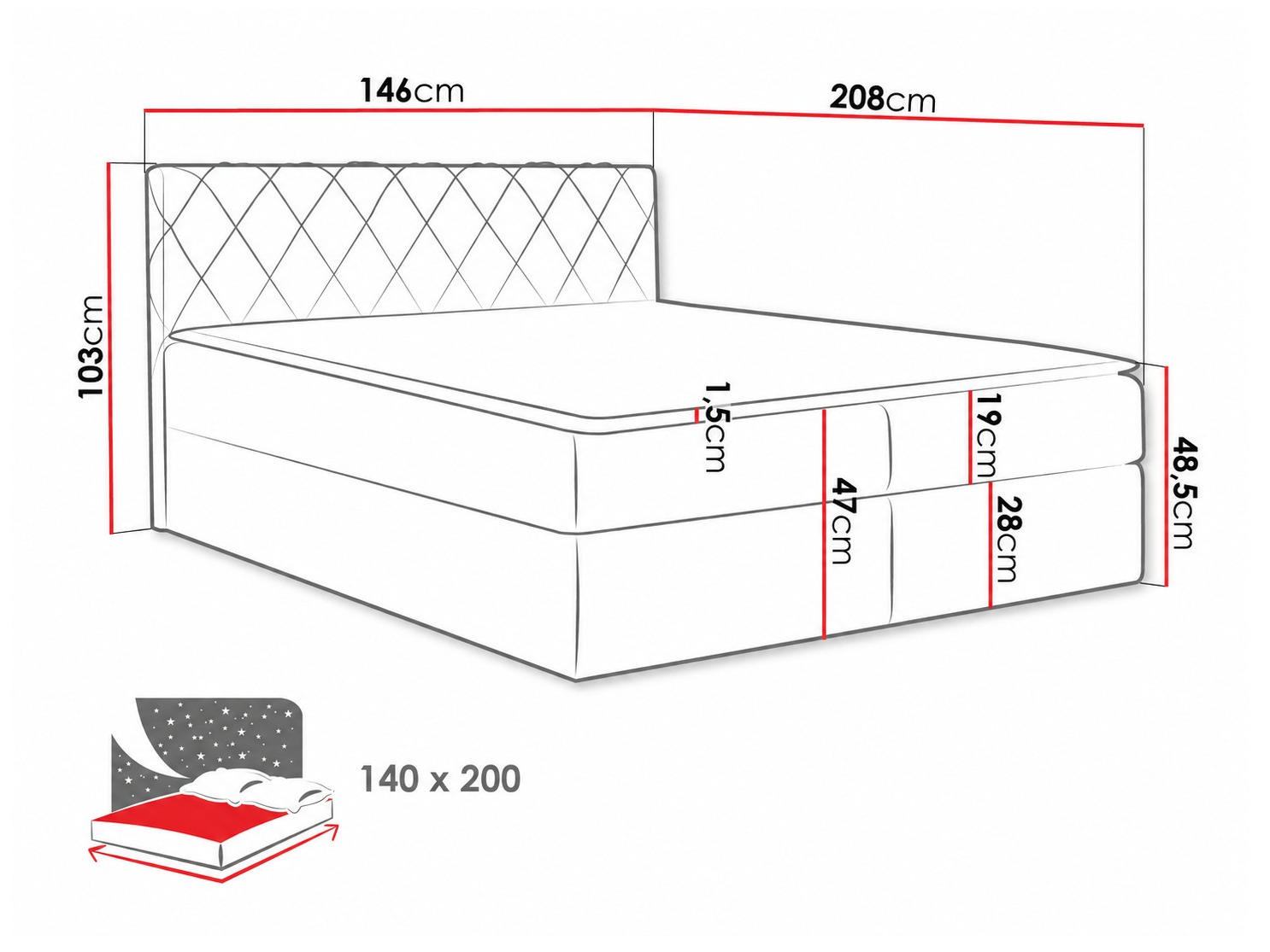 Boxspringbett Genus (Velluto 10)