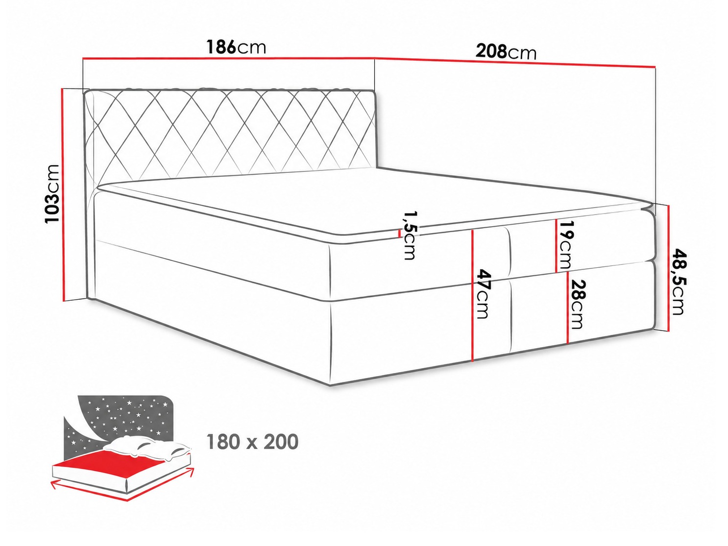 Boxspringbett Genus (Velluto 10)