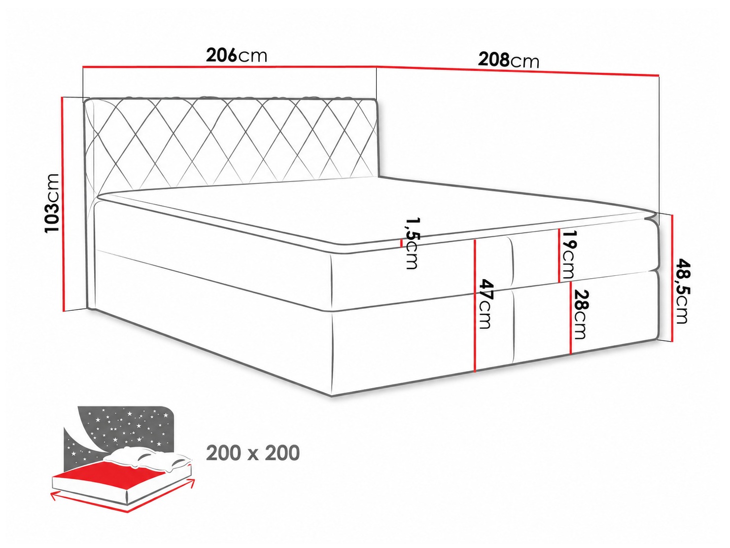 Boxspringbett Genus (Velluto 10)