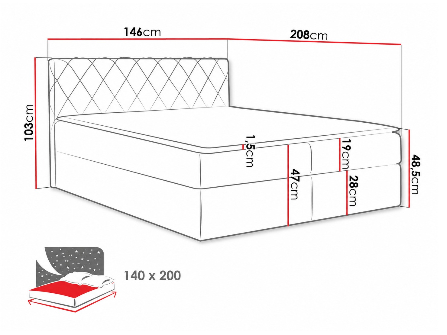 Boxspringbett Genus (Velluto 11)