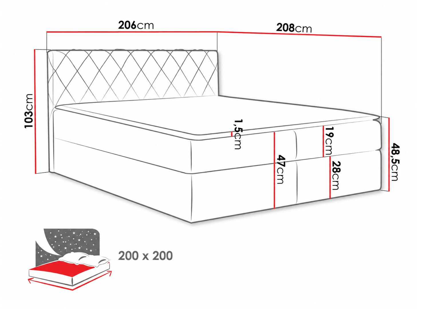 Boxspringbett Genus (Velluto 16)