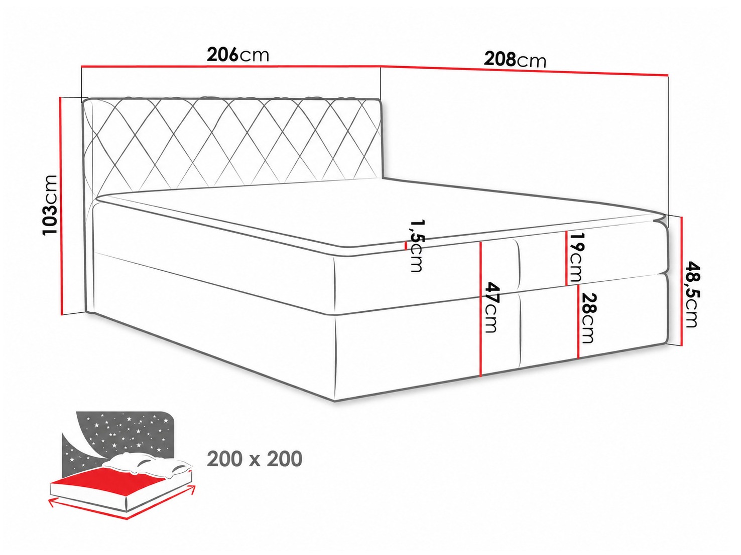 Boxspringbett Genus (Velluto 3)