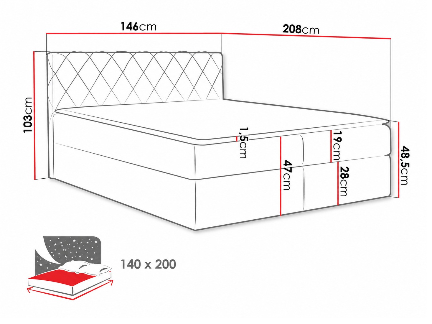 Boxspringbett Genus (Velluto 7)