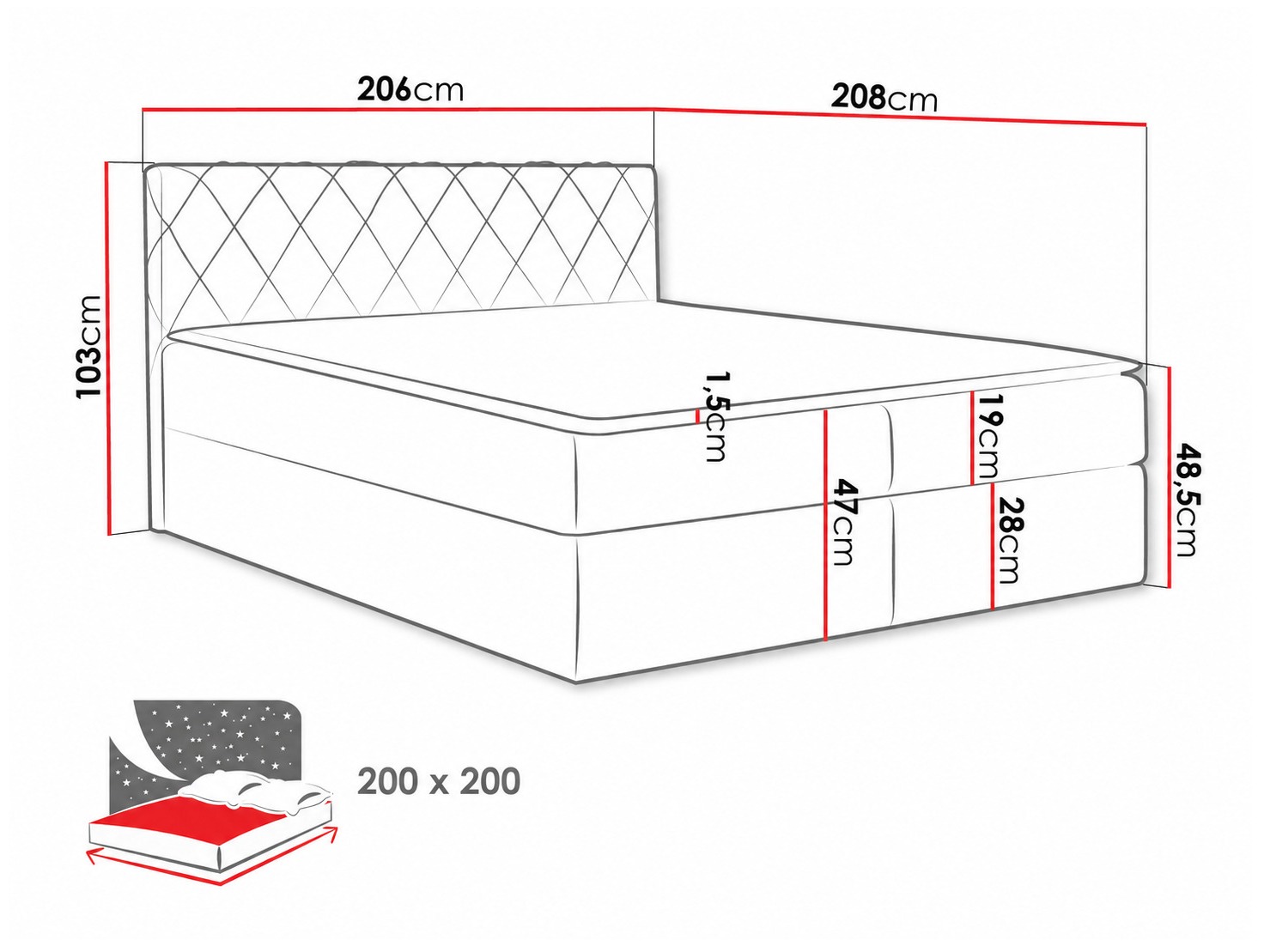 Boxspringbett Genus (Velluto 7)
