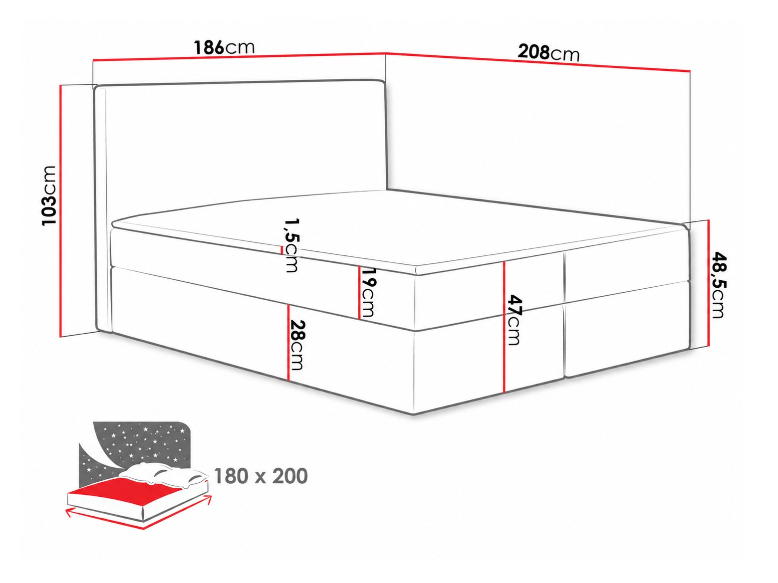 Boxspringbett Nix (Velluto 10)