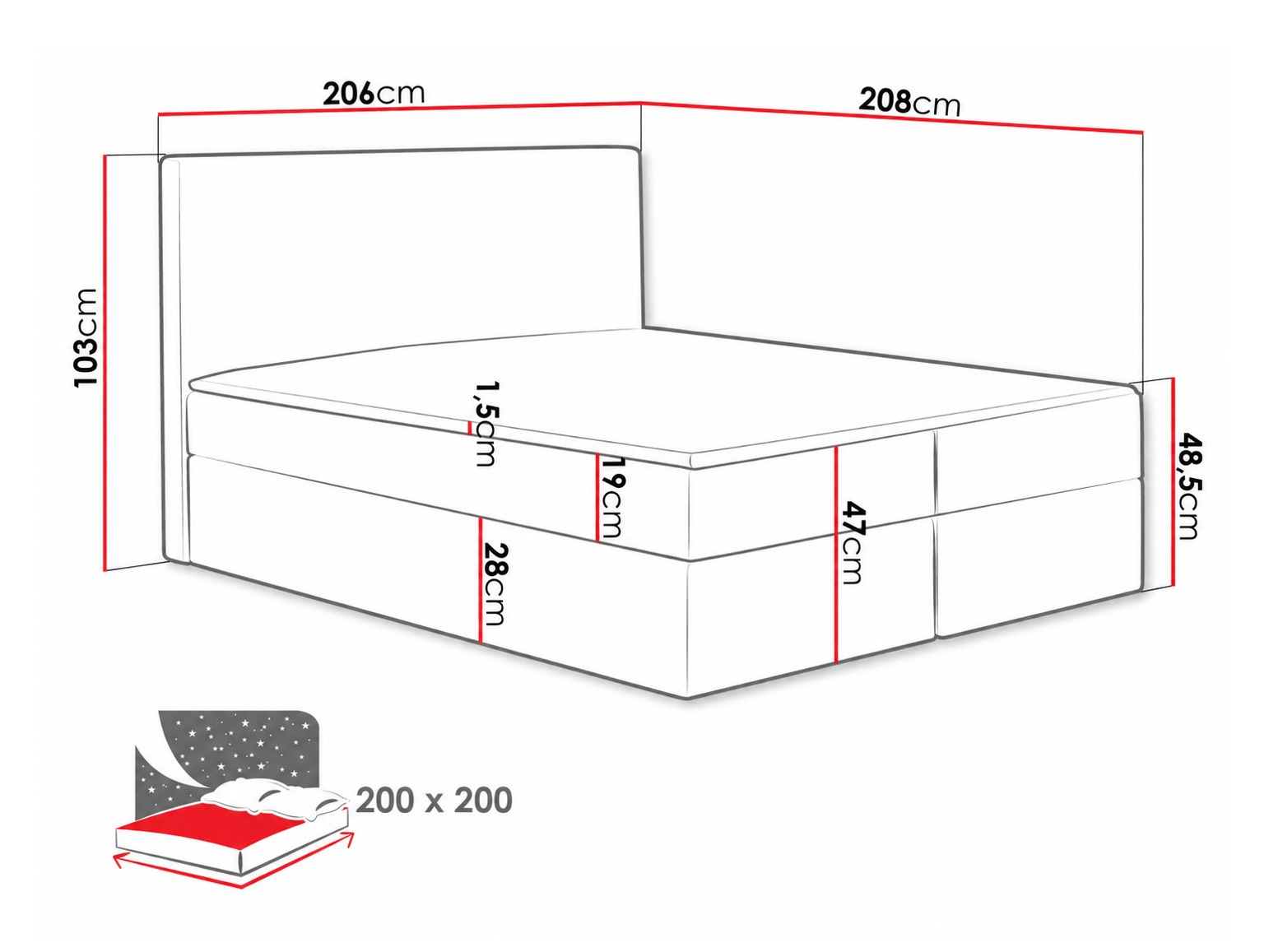 Boxspringbett Nix (Velluto 10)