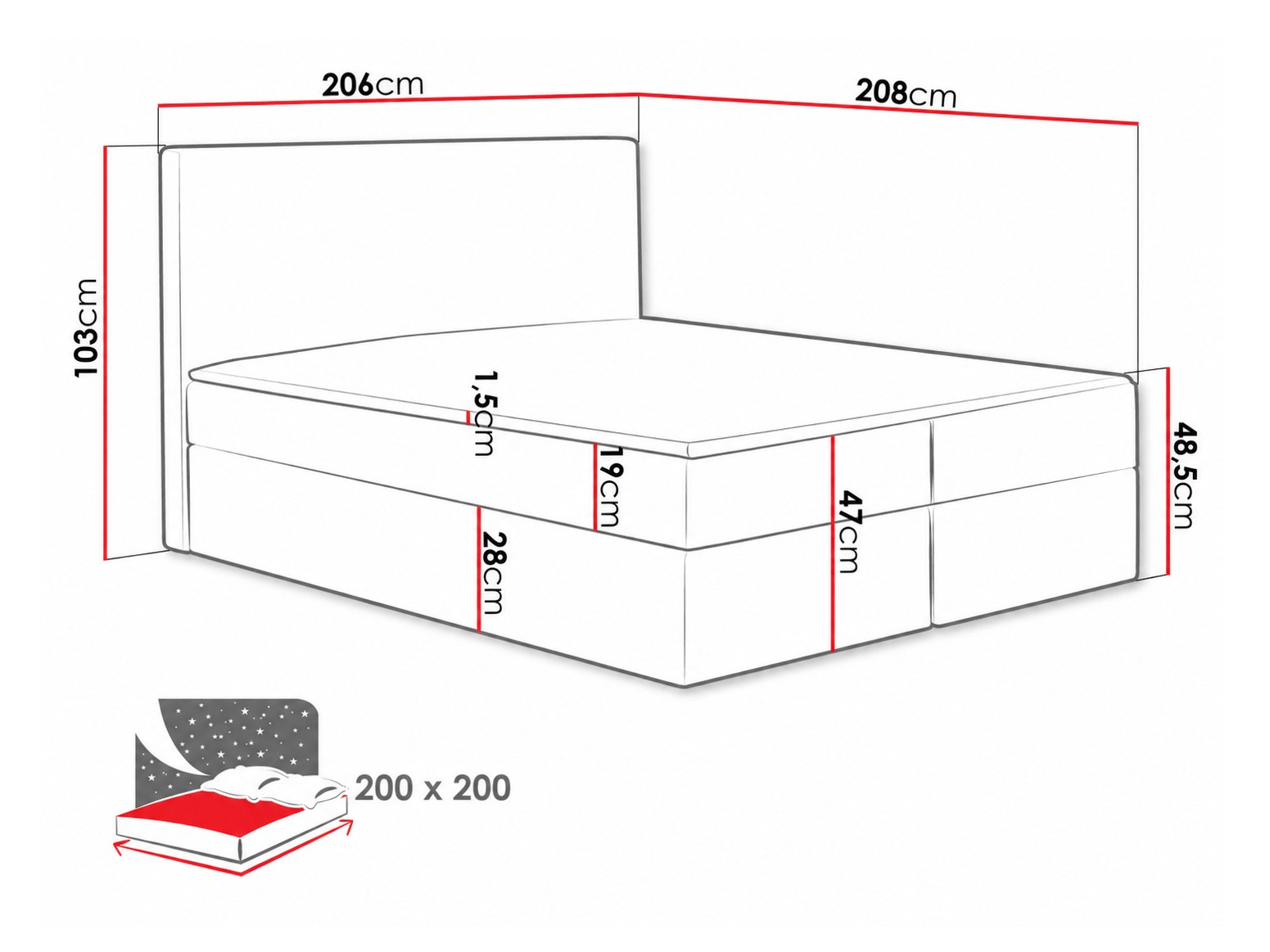 Boxspringbett Nix (Velluto 14)