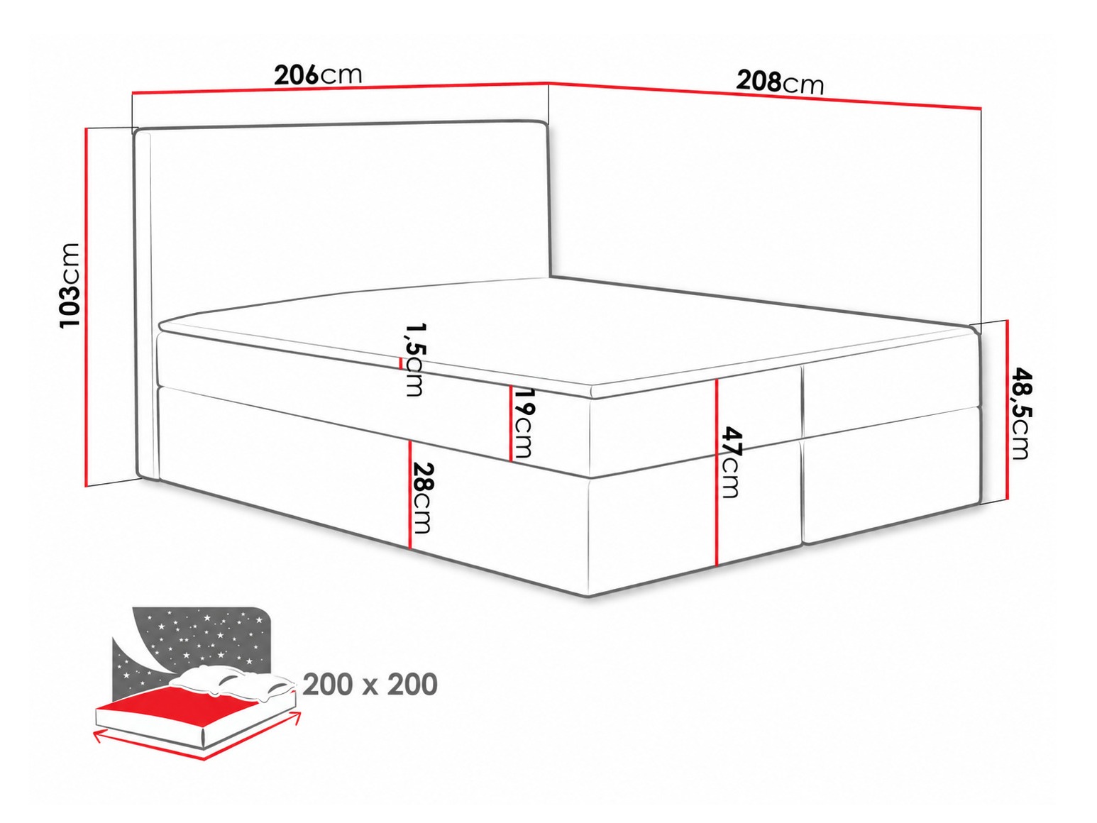 Boxspringbett Nix (Velluto 3)