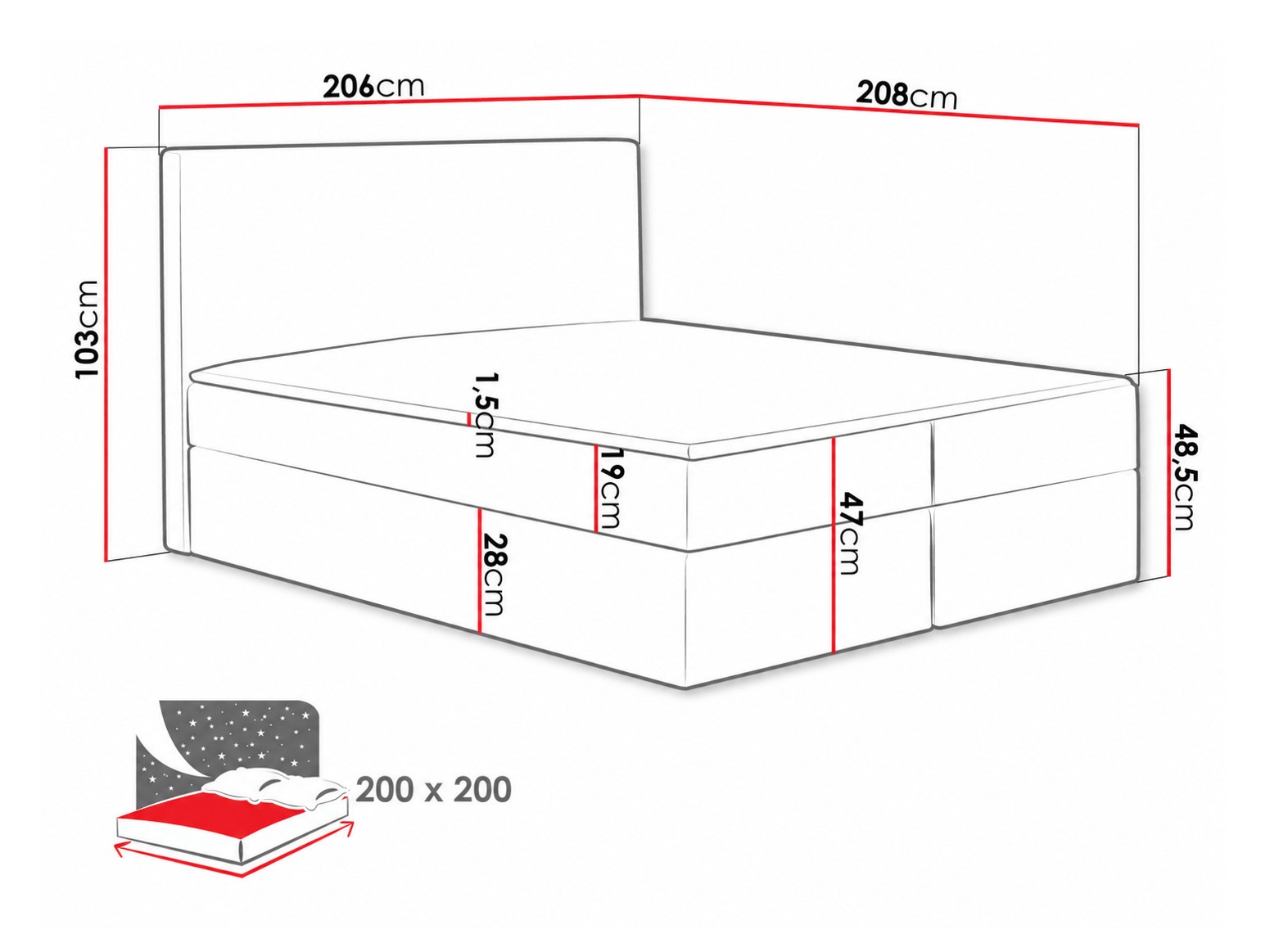 Boxspringbett Nix (Velluto 7)