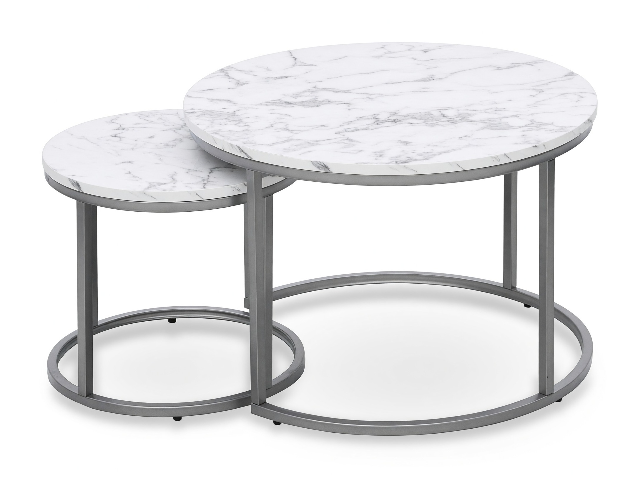 Couchtischset Houston 2213 (Weisser Marmor + Silber)
