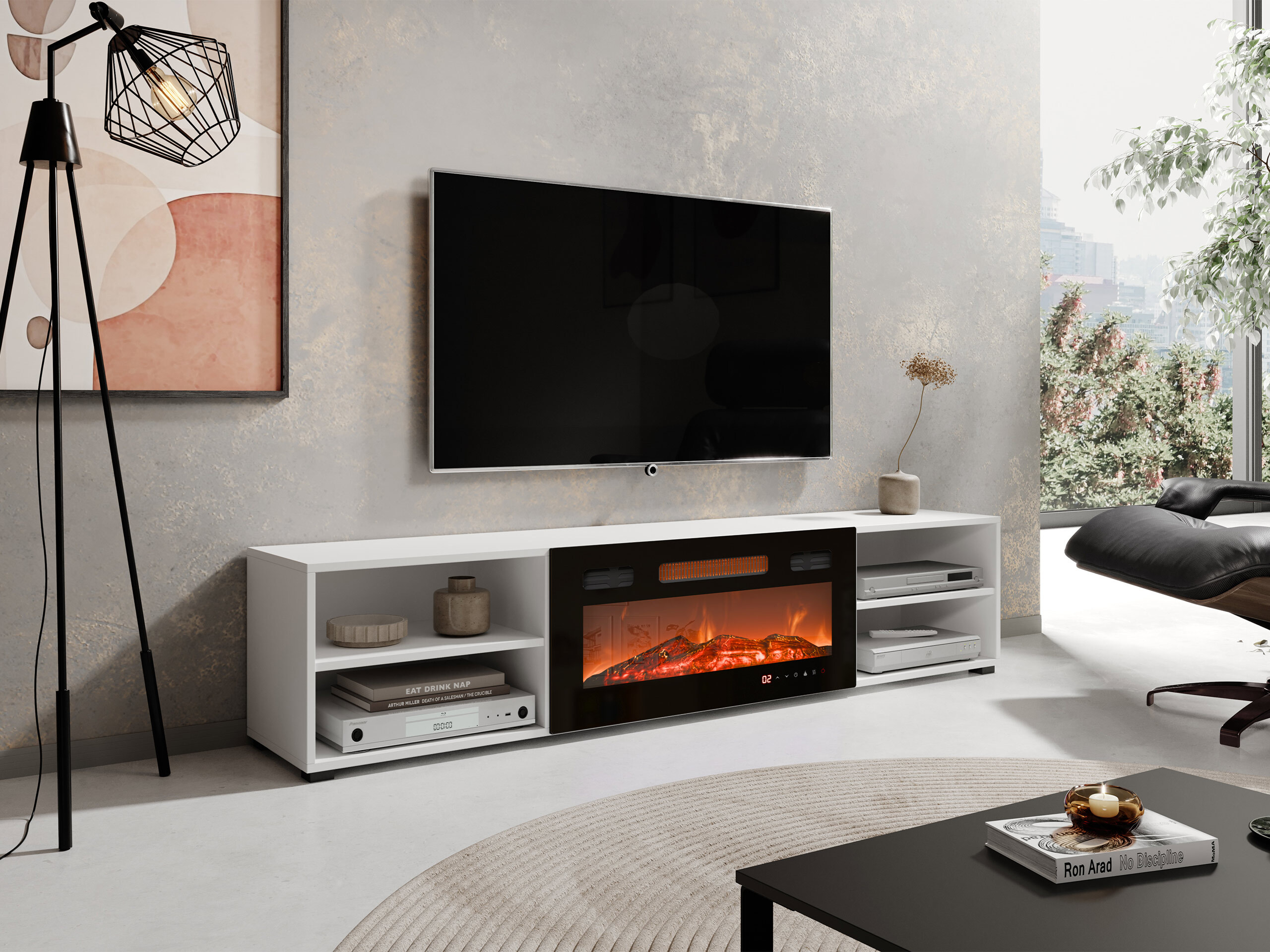 TV-Möbel Charlotte 190 (Weiss + Schwarz)