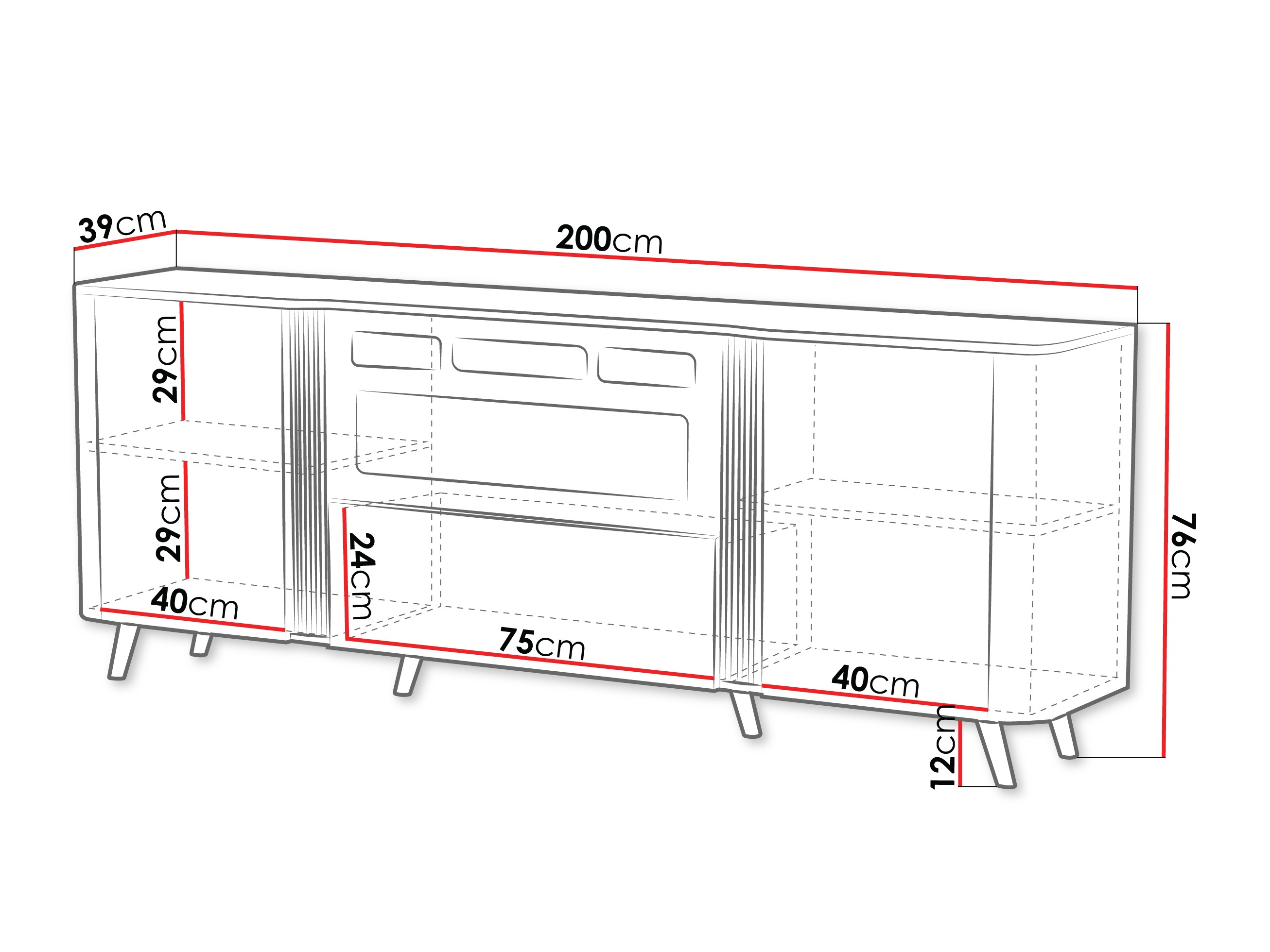 Sideboard Modus I (Kaschmir + Schwarz)